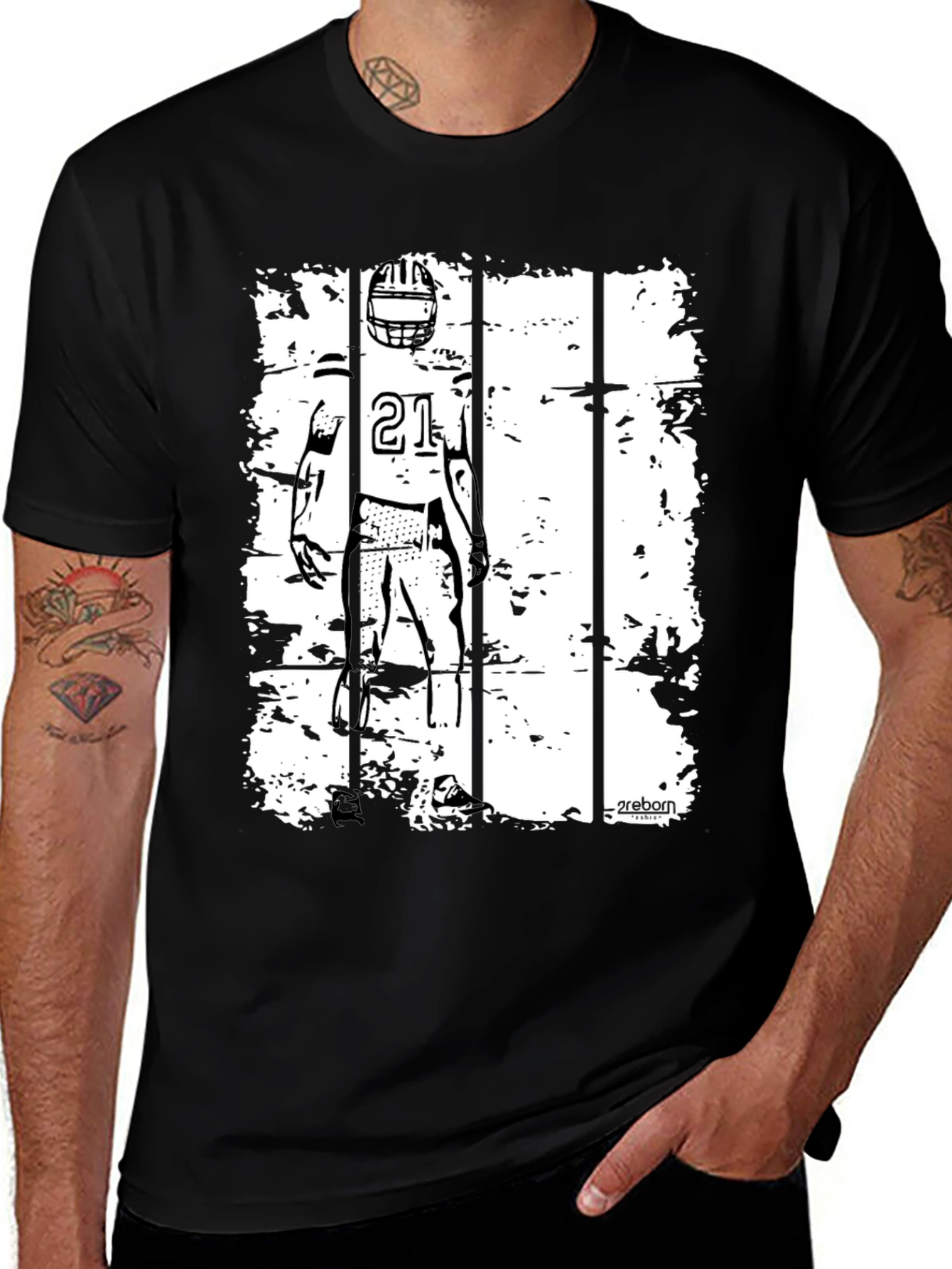 Variant 5 of Retro Football Player Black T-Shirt