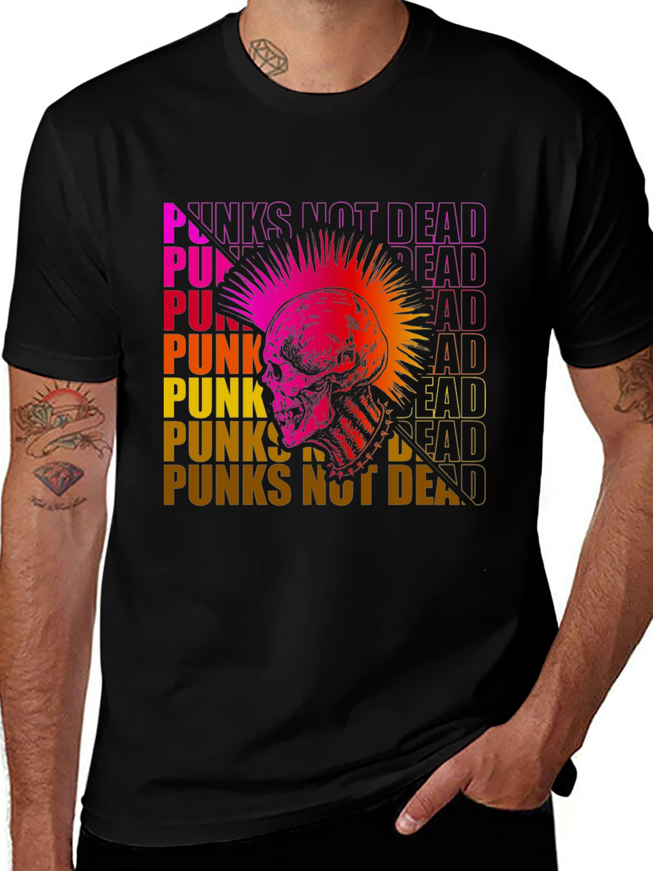 Variant 4 of Punk's Not Dead Skull Graphic Tee