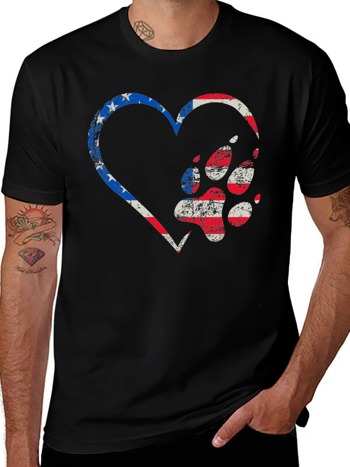 Variant 17 of Patriotic Paw Print Heart Graphic Tee