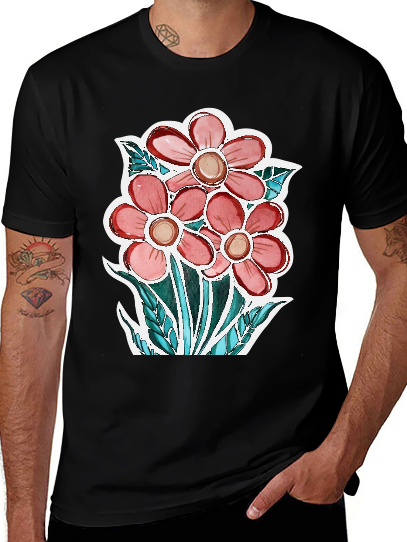 Variant 13 of Floral Watercolor Graphic Tee - Soft Cotton Blend