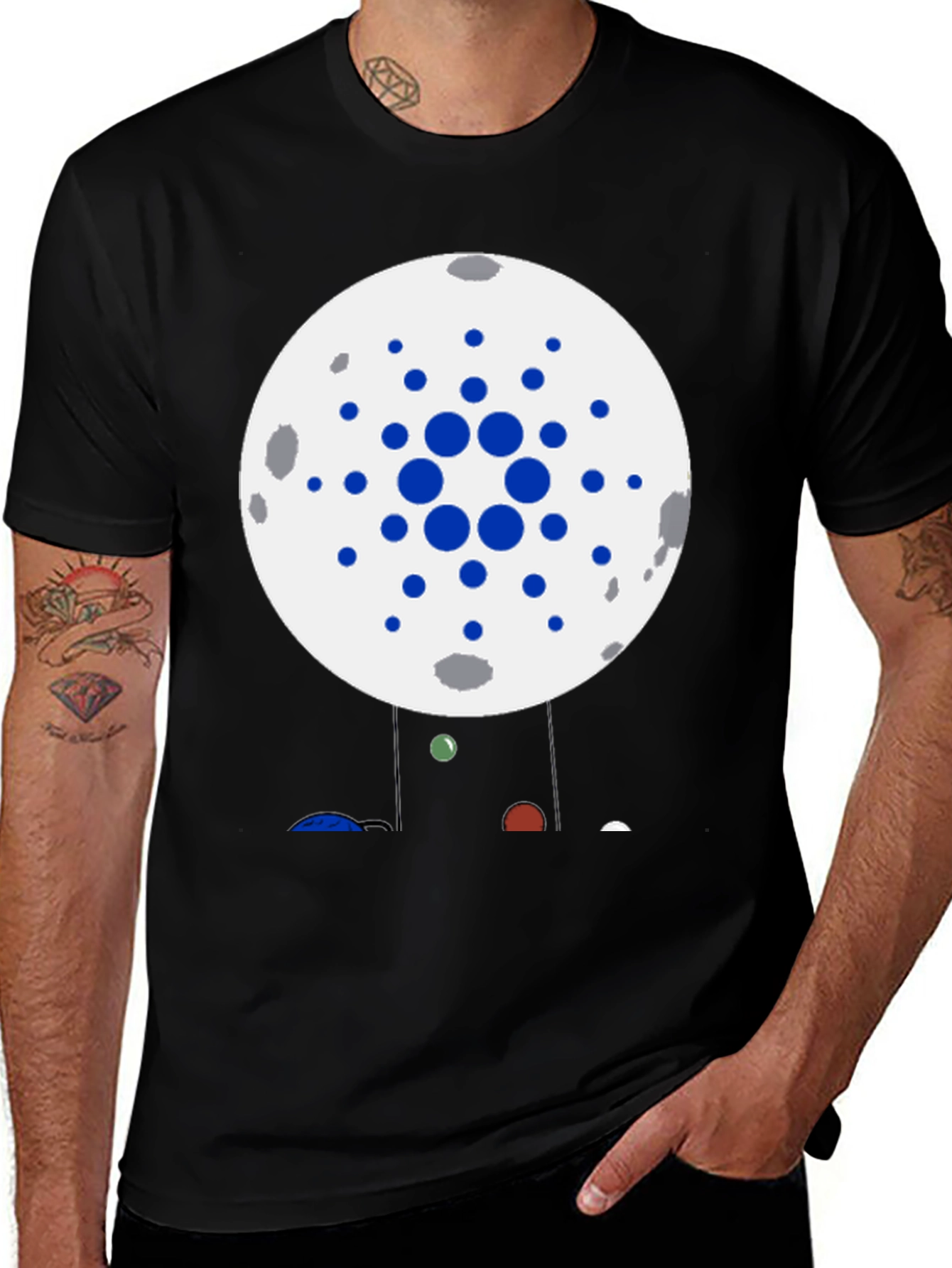 Variant 11 of Cardano Moon T-Shirt Crypto ADA Black Cotton Tee