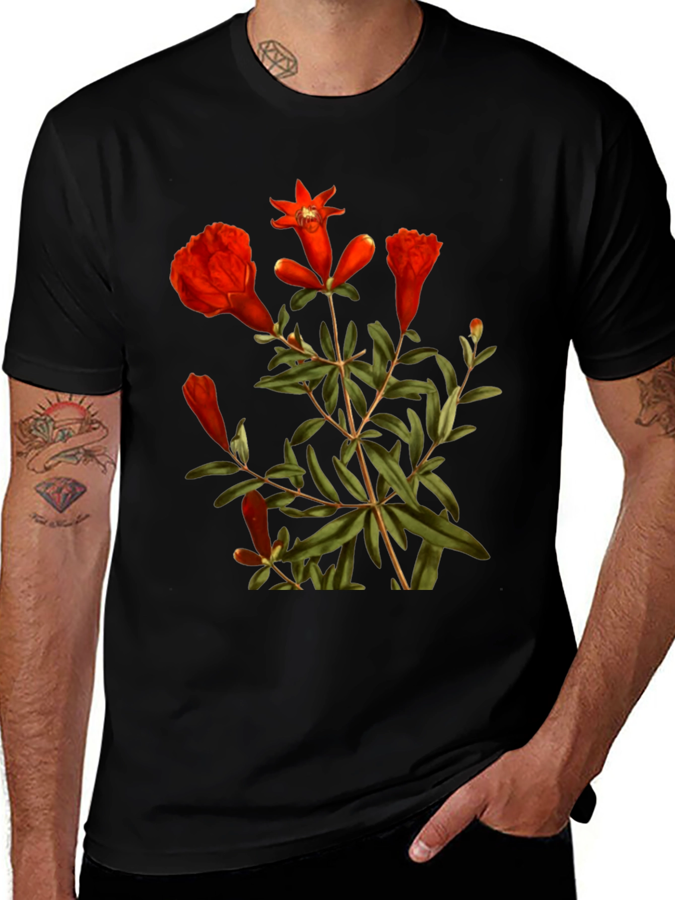 Variant 23 of Floral Graphic Tee - Mens Cotton T-Shirt