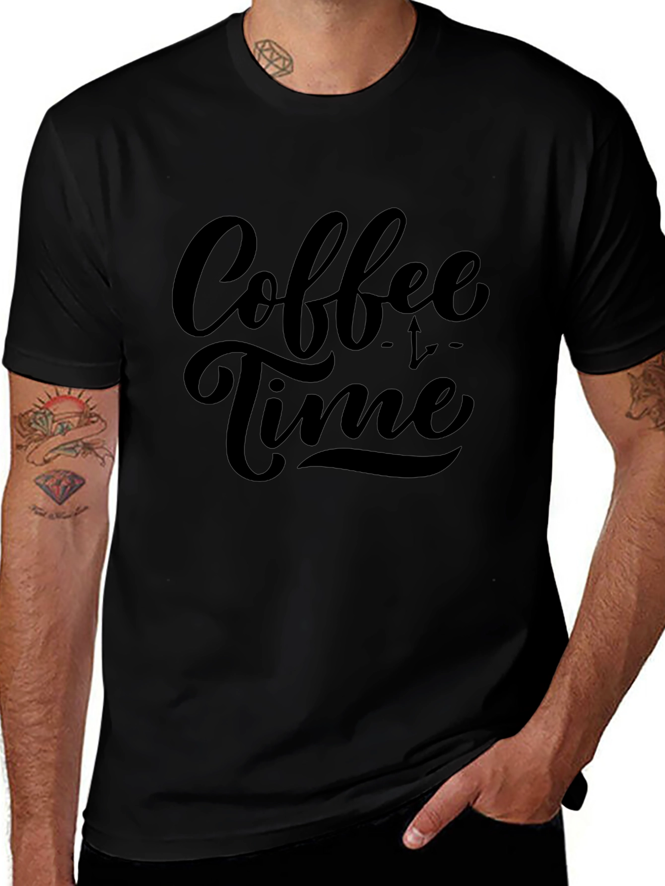 Variant 14 of Coffee Time Black Cotton Graphic Tee