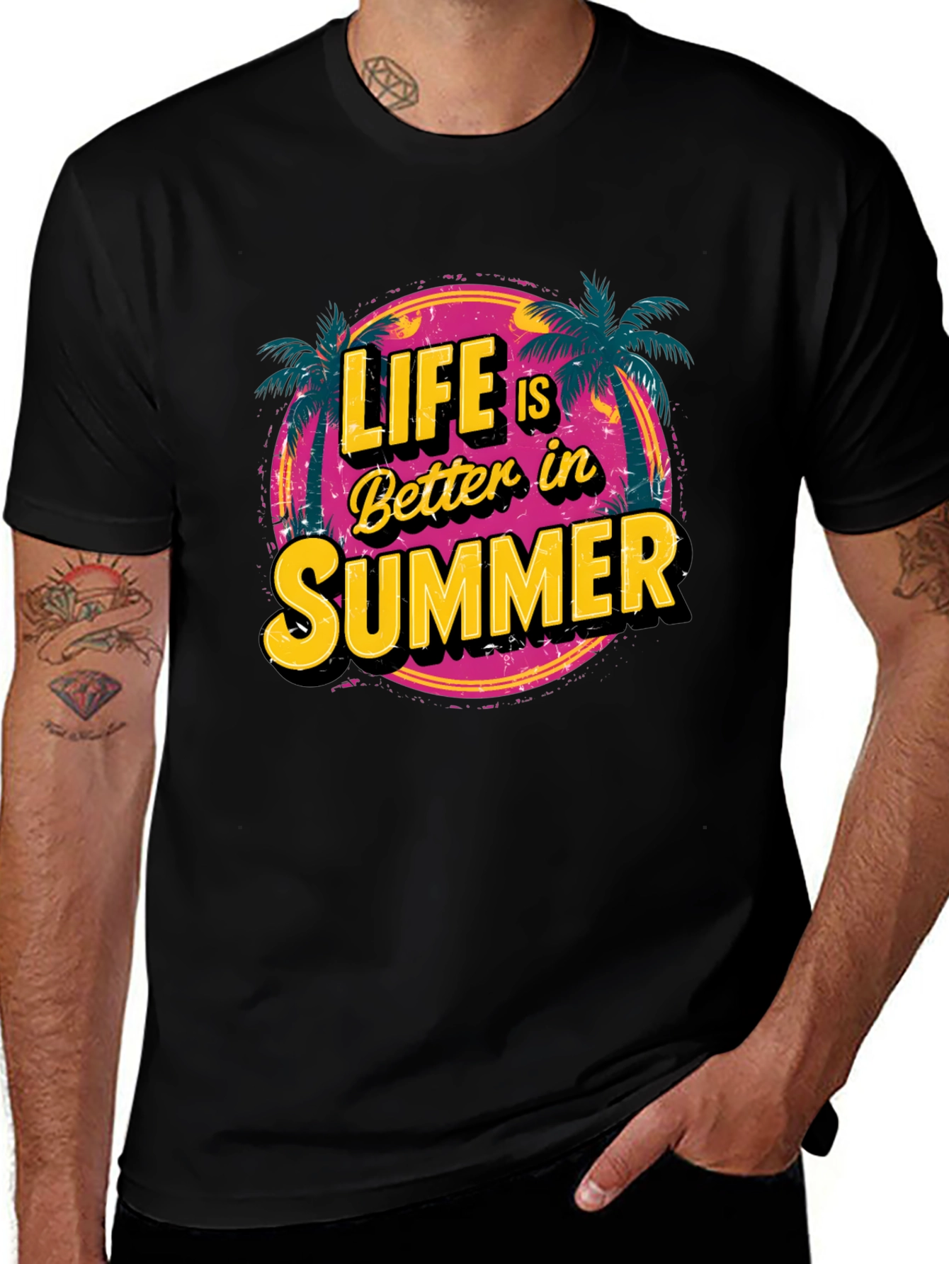 Variant 17 of Life is Better in Summer Black T-Shirt