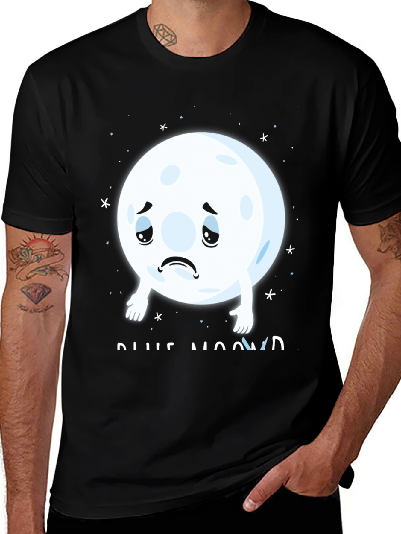 Variant 5 of Sad Moon Graphic T-Shirt - Blue Moods