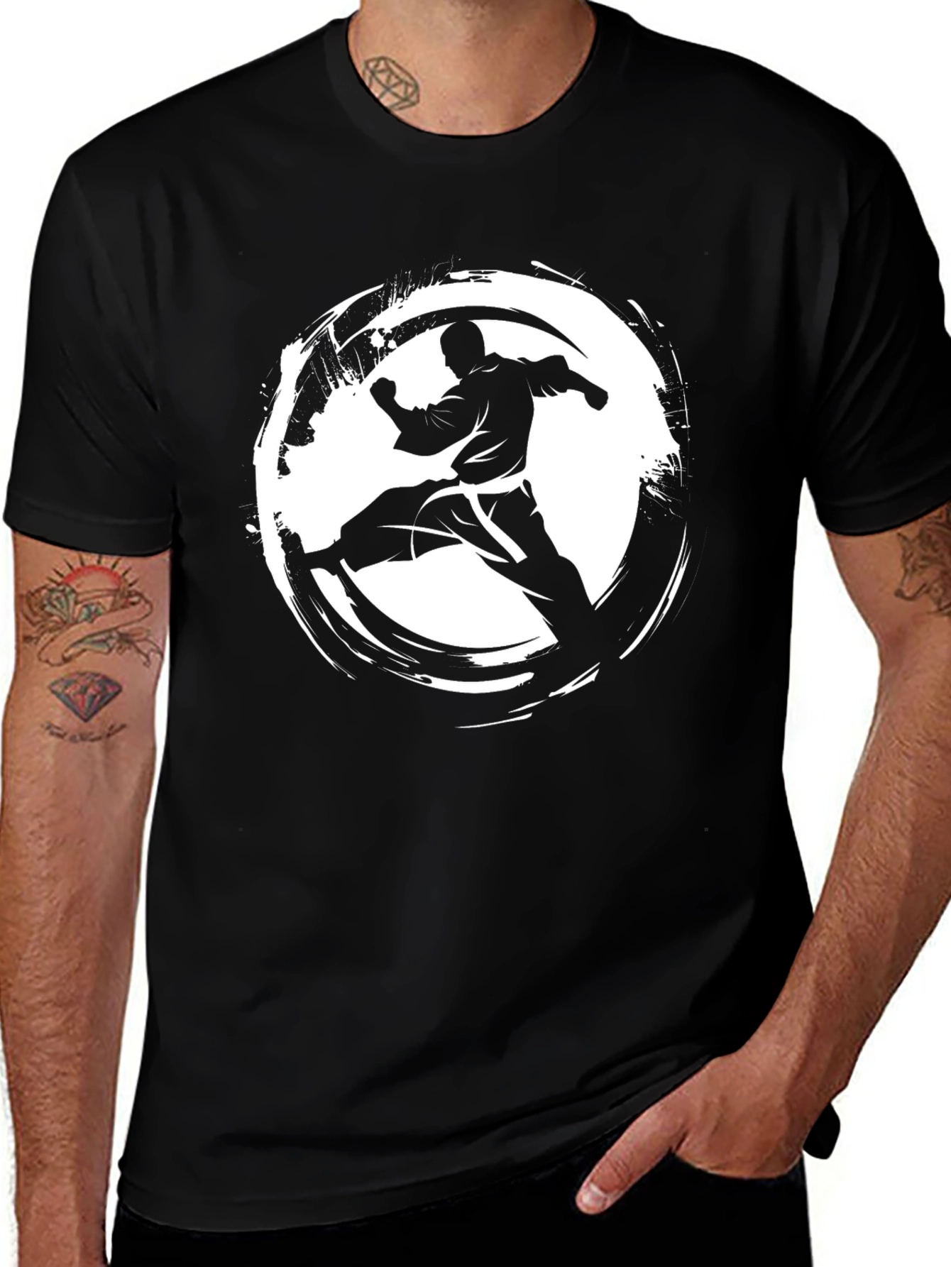 Variant 16 of Karate Silhouette Graphic Black T-Shirt