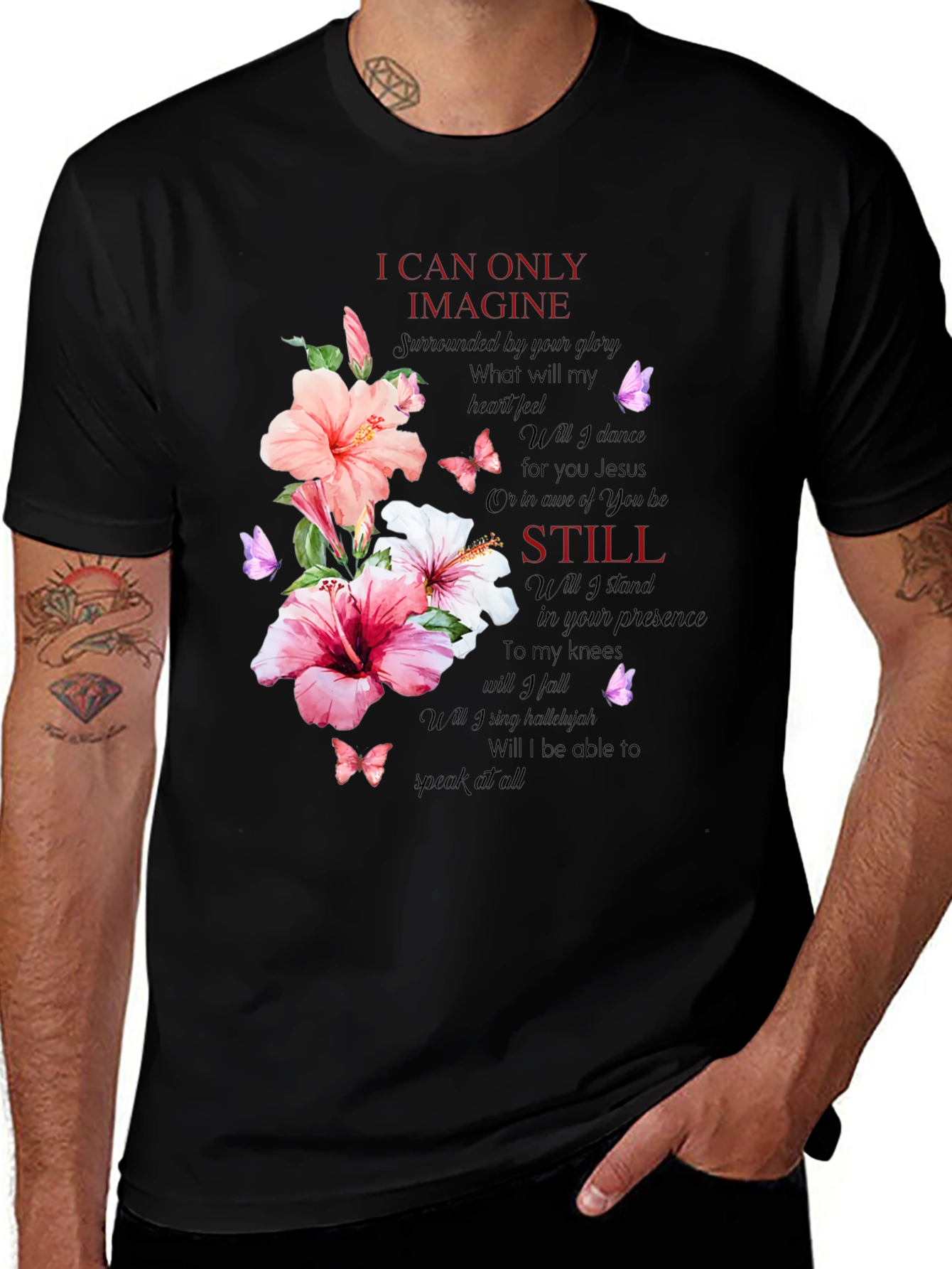 Floral Christian T-Shirt - I Can Only Imagine