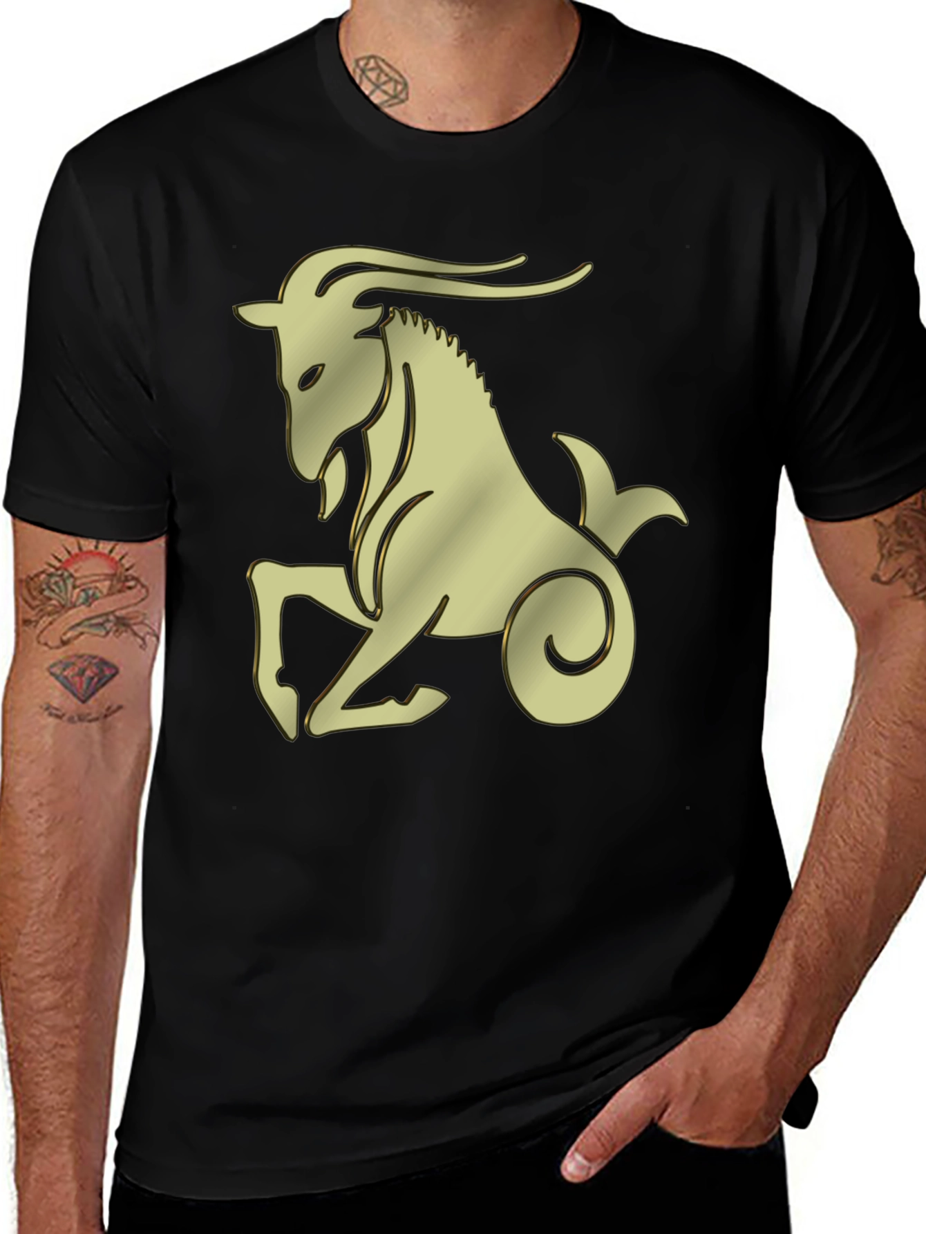 Capricorn Zodiac Graphic Tee - Black Cotton T-Shirt