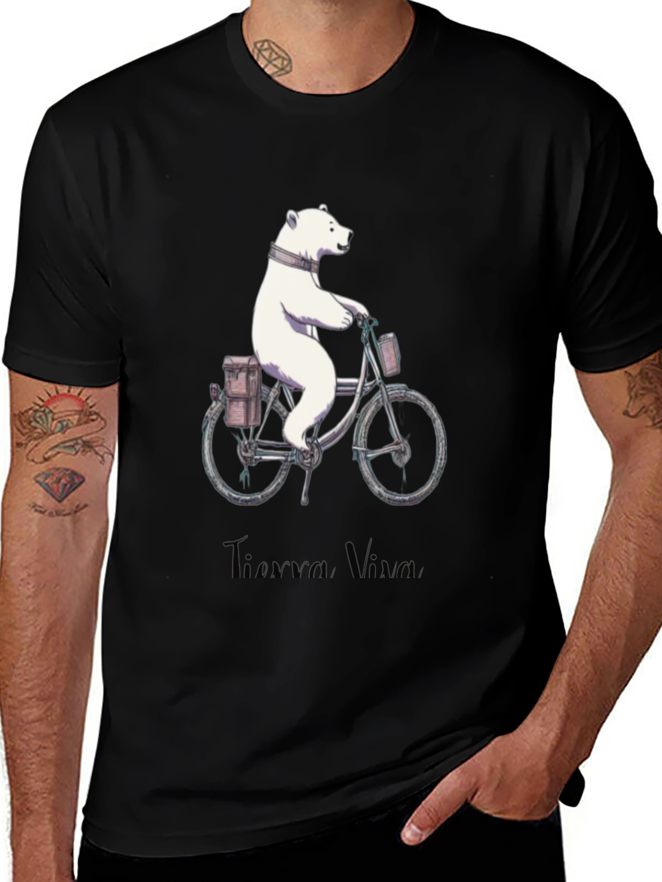 Variant 12 of Bear on Bicycle Graphic Tee - Black