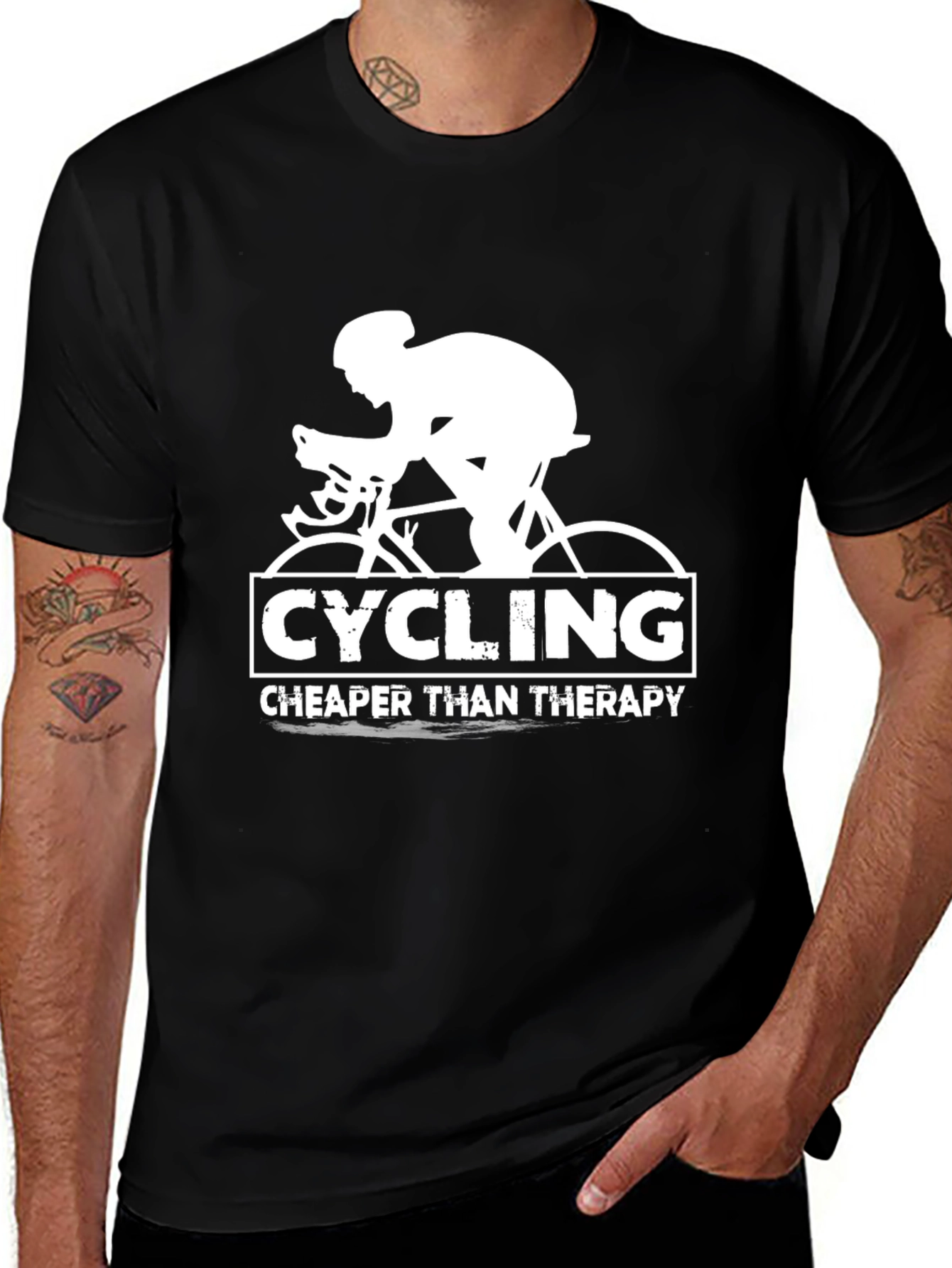 Variant 22 of Cycling Cheaper Than Therapy Black T-Shirt