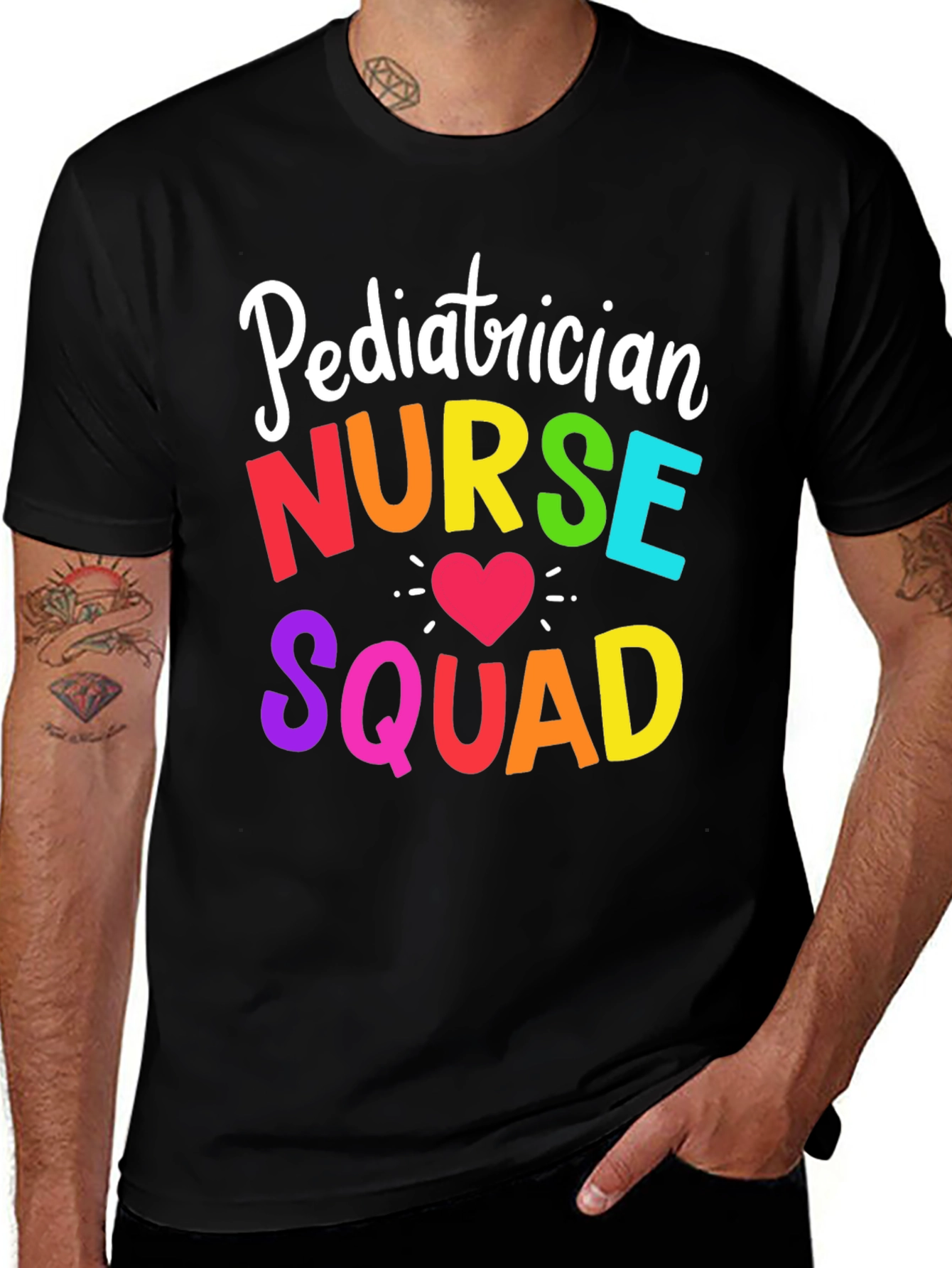 Variant 24 of Pediatrician Nurse Squad Tee - Rainbow Lettering