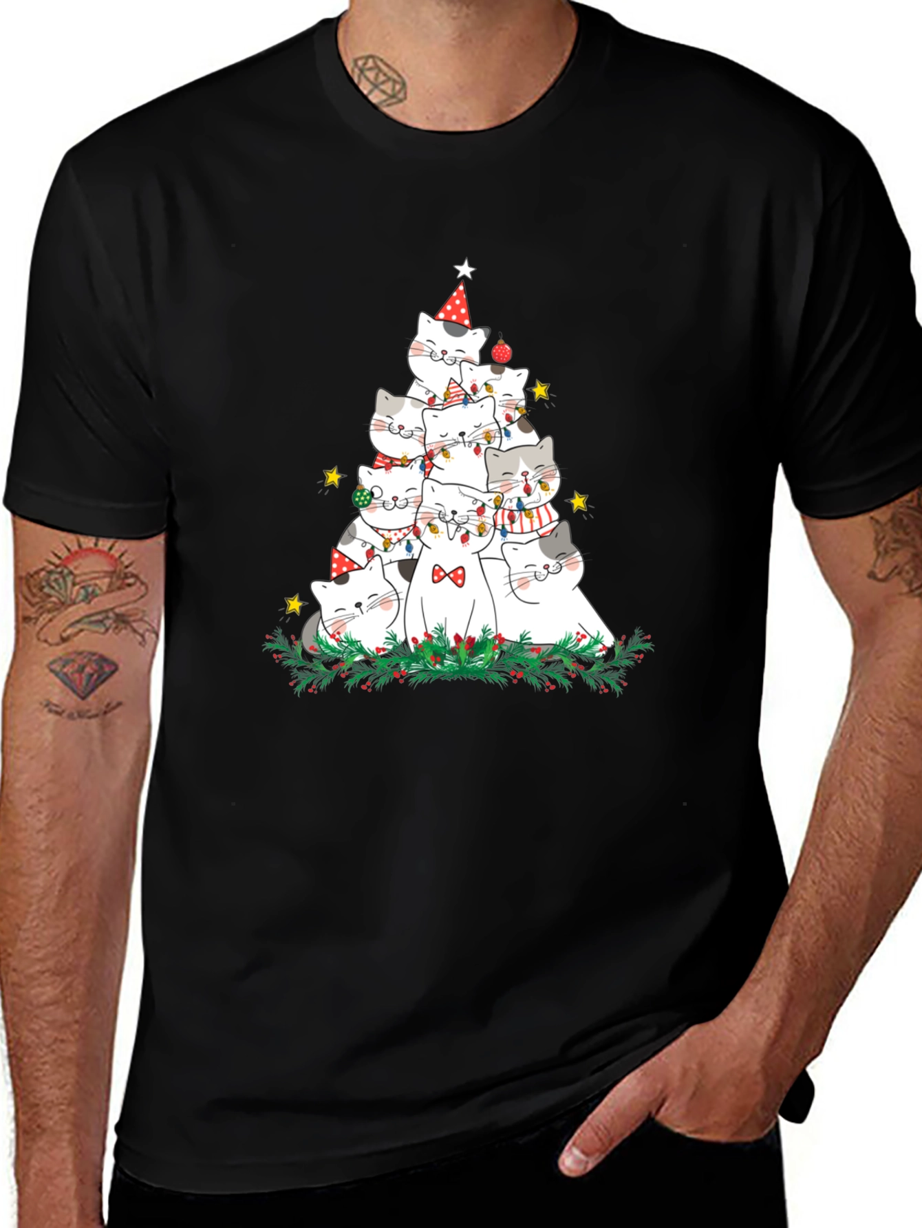 Festive Christmas Cat Tree T-Shirt