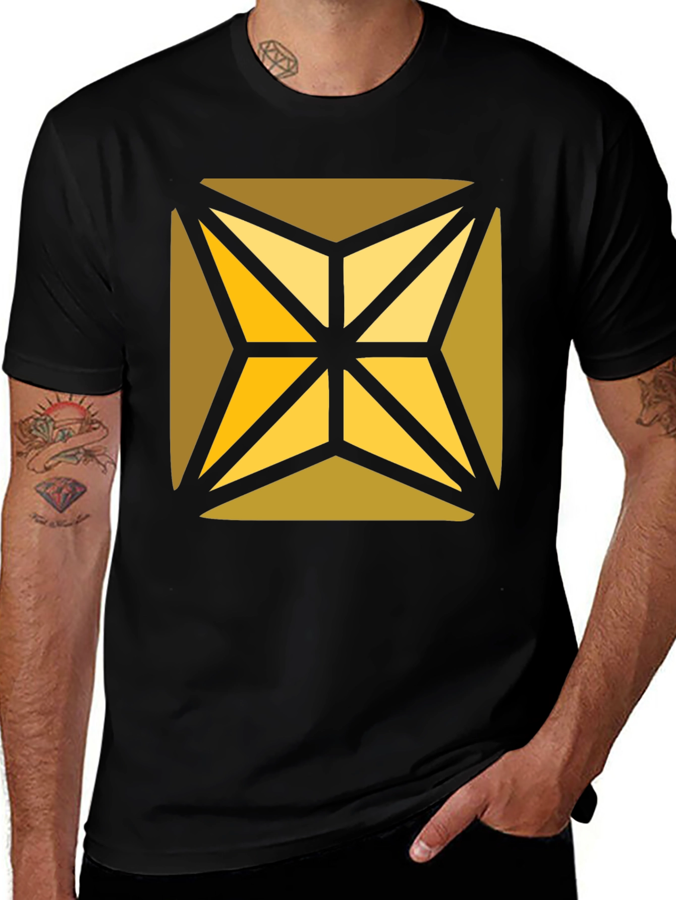 Variant 26 of Geometric Starburst Graphic Black T-Shirt