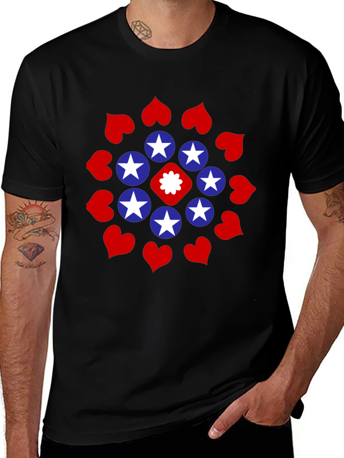 Variant 26 of Stars and Hearts Black Graphic Tee