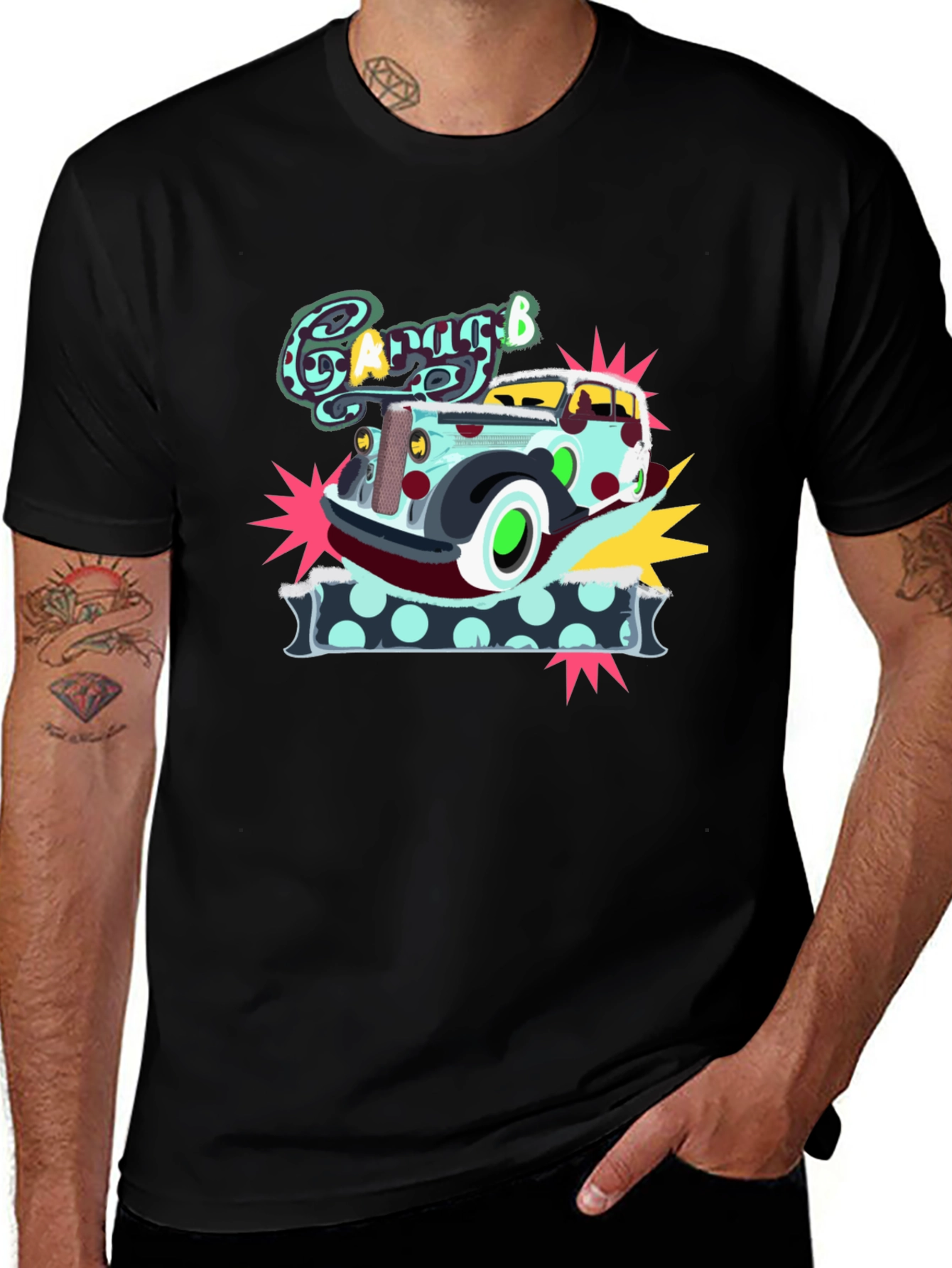 Variant 22 of Cartoon Garage Car Graphic T-Shirt