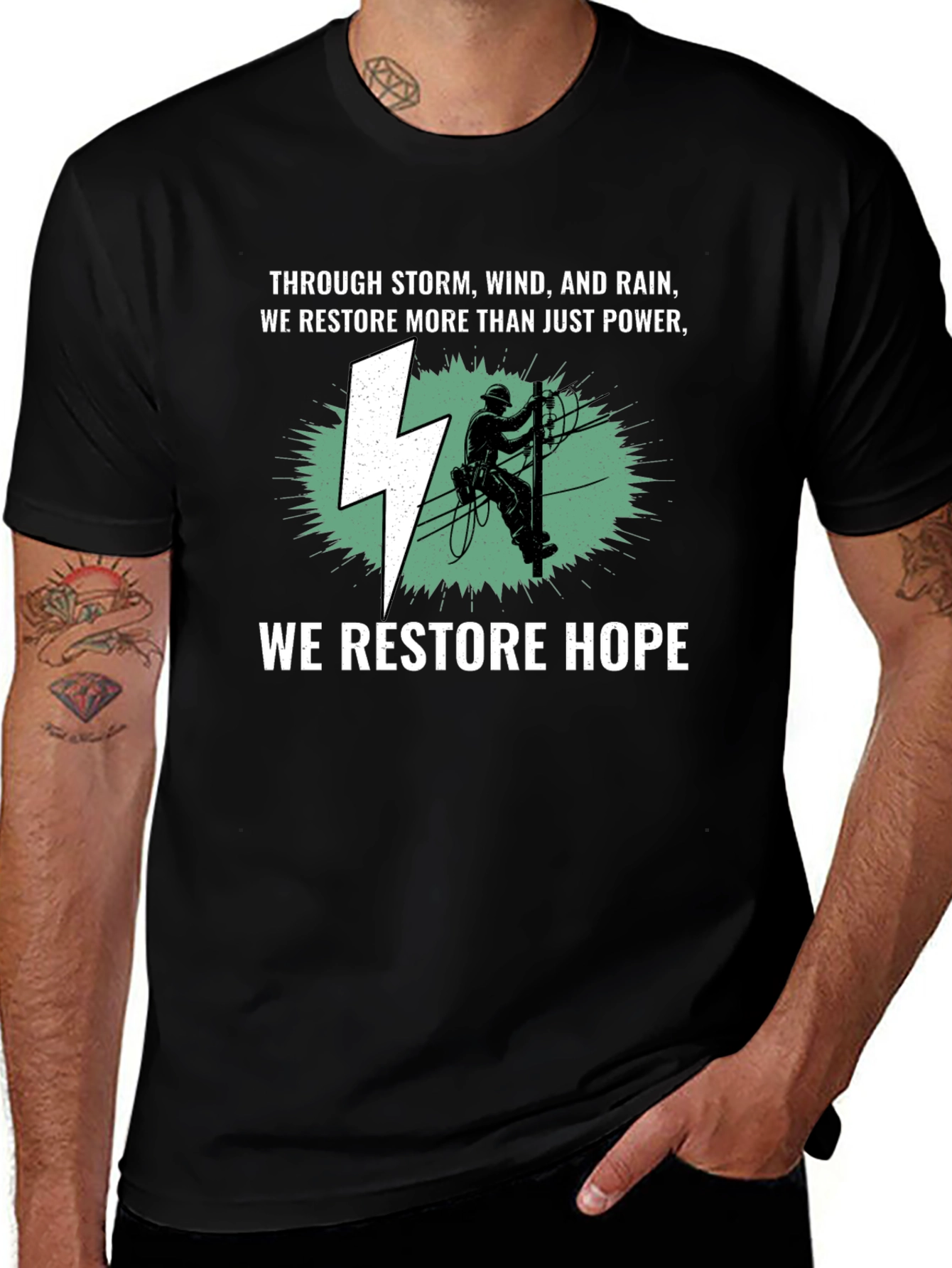 Variant 27 of Lineman T-Shirt - We Restore Hope - Electrician Tee