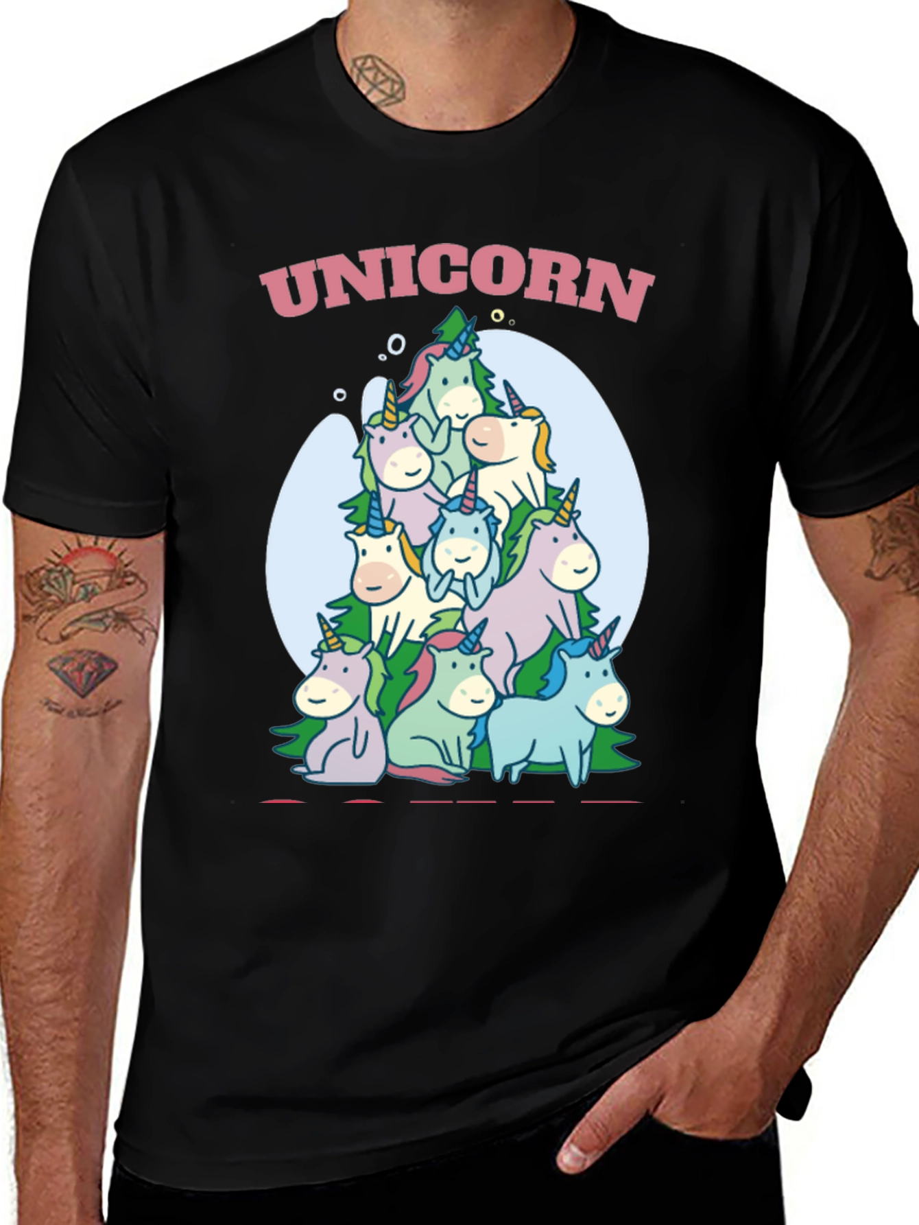 Variant 13 of Unicorn Pile Black T-Shirt - Cute Fantasy Tee