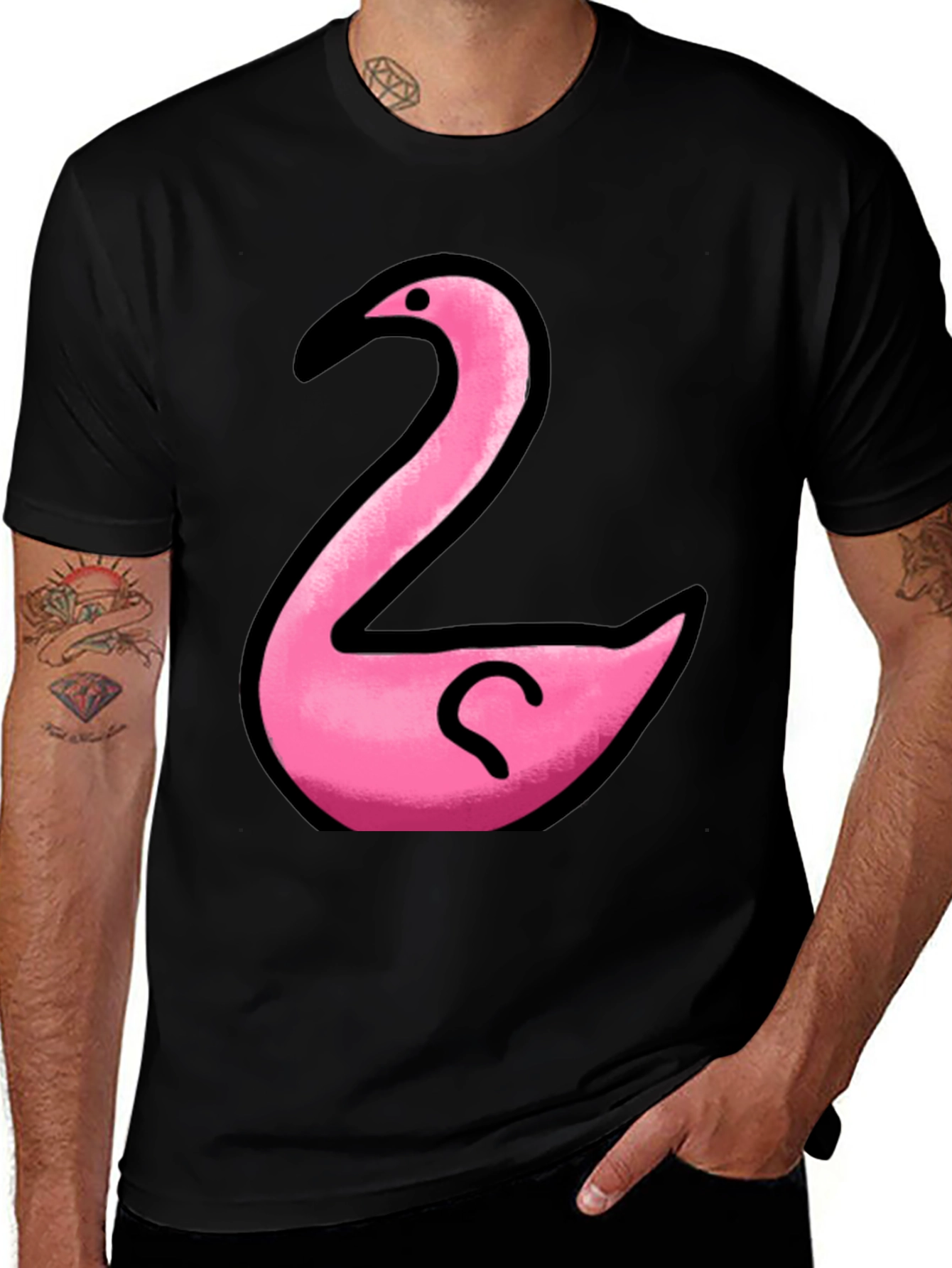 Variant 4 of Pink Flamingo Graphic Tee - Novelty Summer T-Shirt