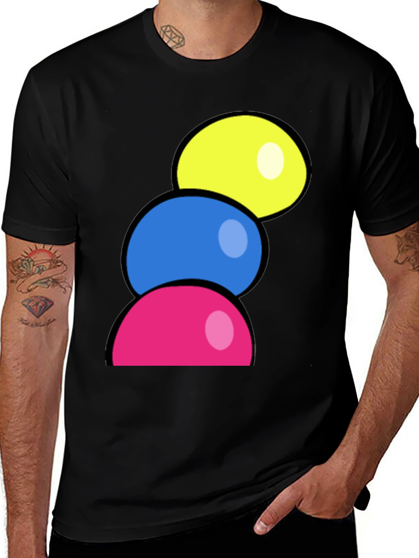 Variant 30 of Funky Stacked Circles Graphic Tee - Black