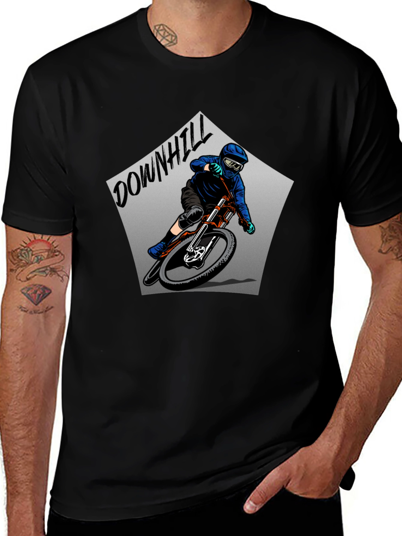 Variant 27 of Downhill Mountain Biker Graphic Tee - Black