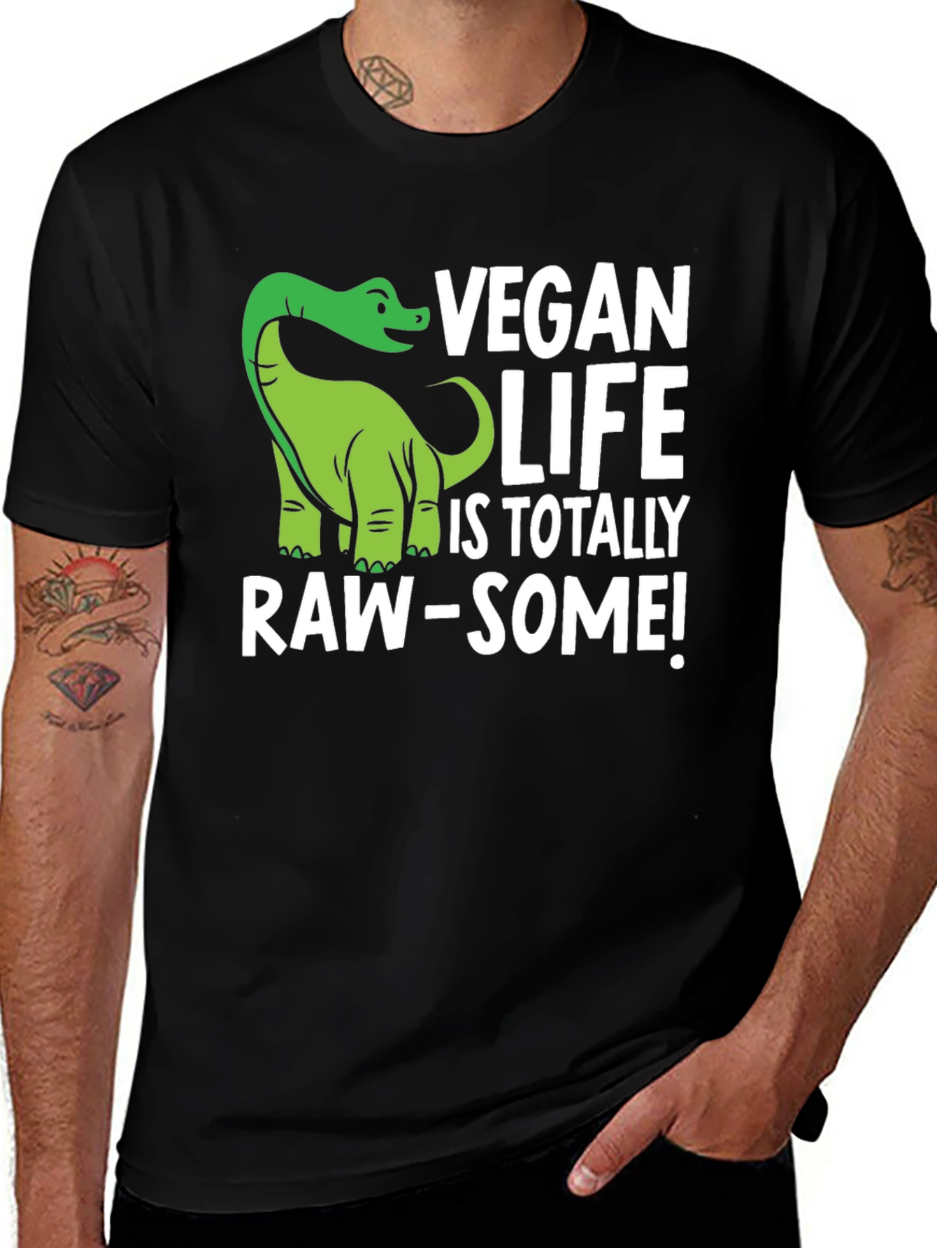 Vegan Life Dinosaur T-Shirt - Raw-Some Tee!