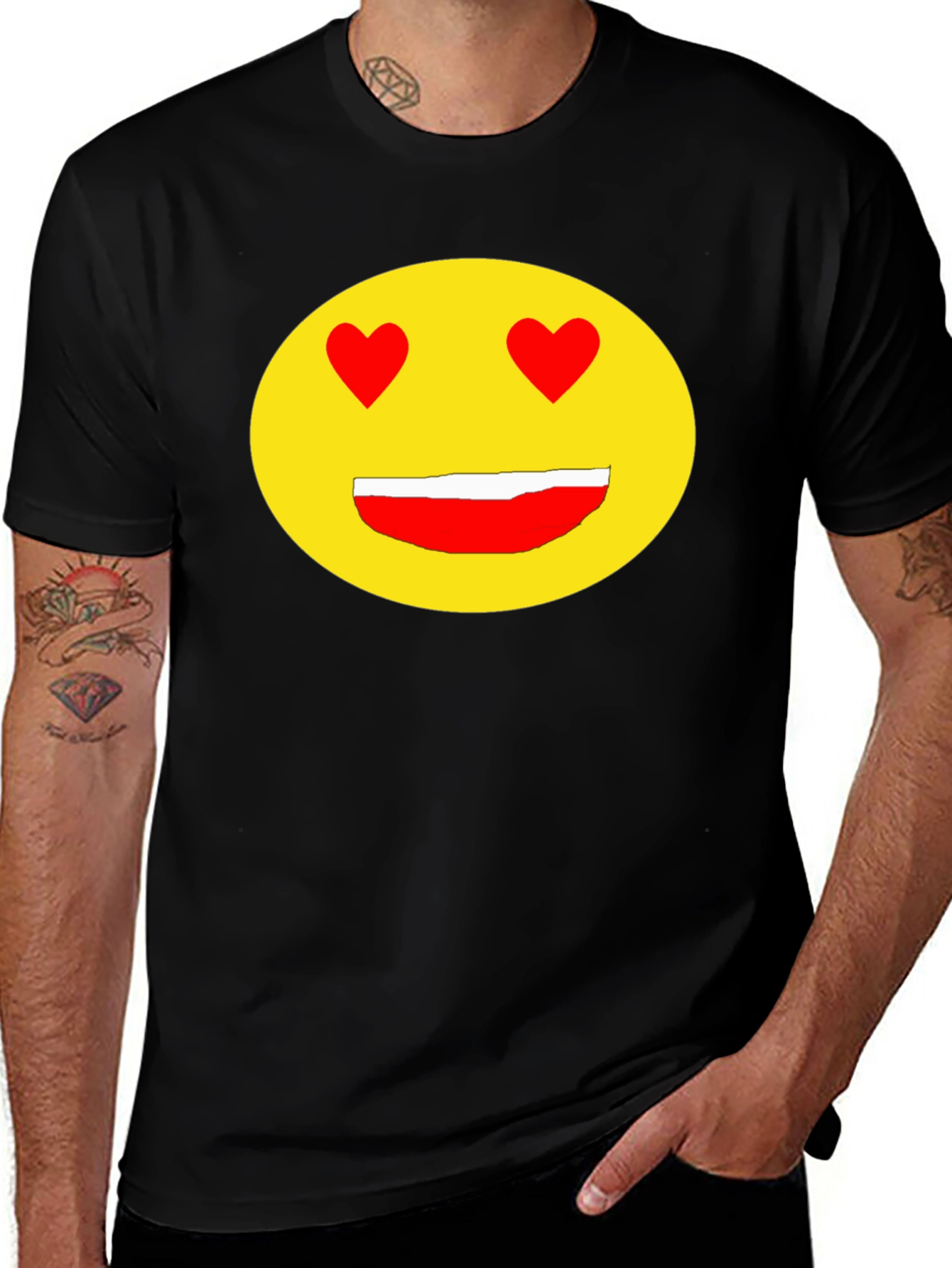 Variant 26 of Emoji Heart Eyes Black T-Shirt - Express Your Love!