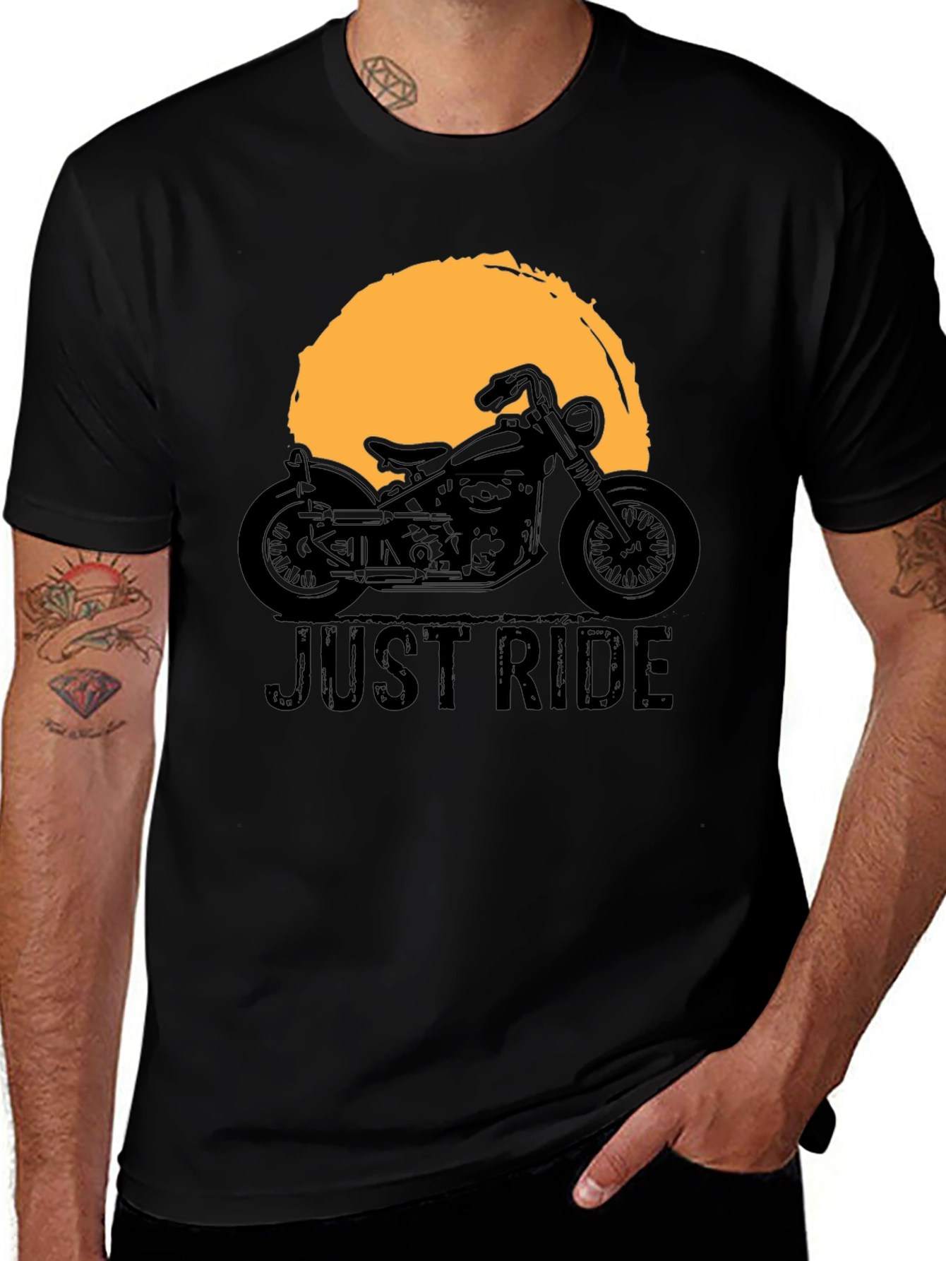 Just Ride Motorcycle Graphic Tee - Black