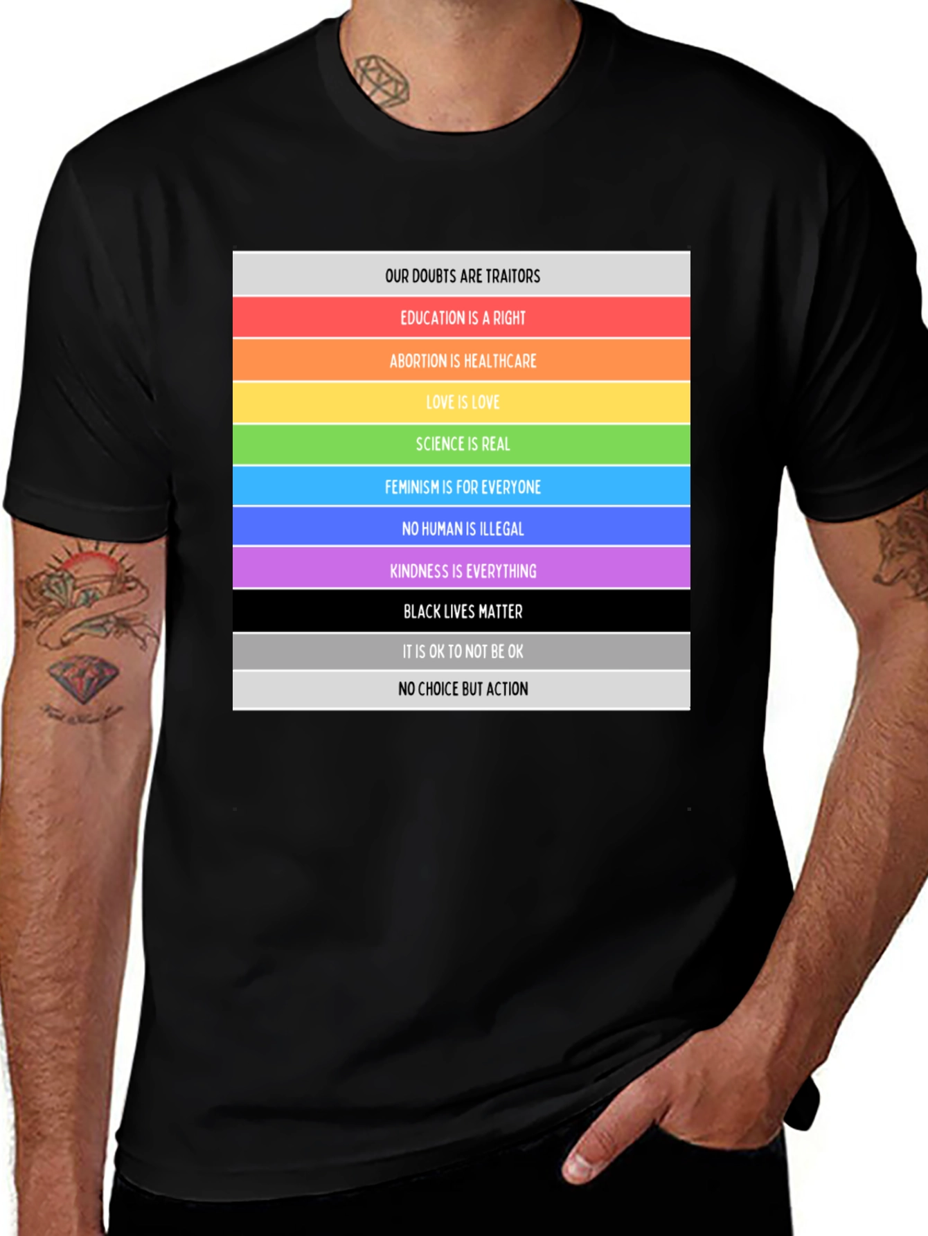 Equality & Love T-Shirt: Rainbow Pride Message Tee