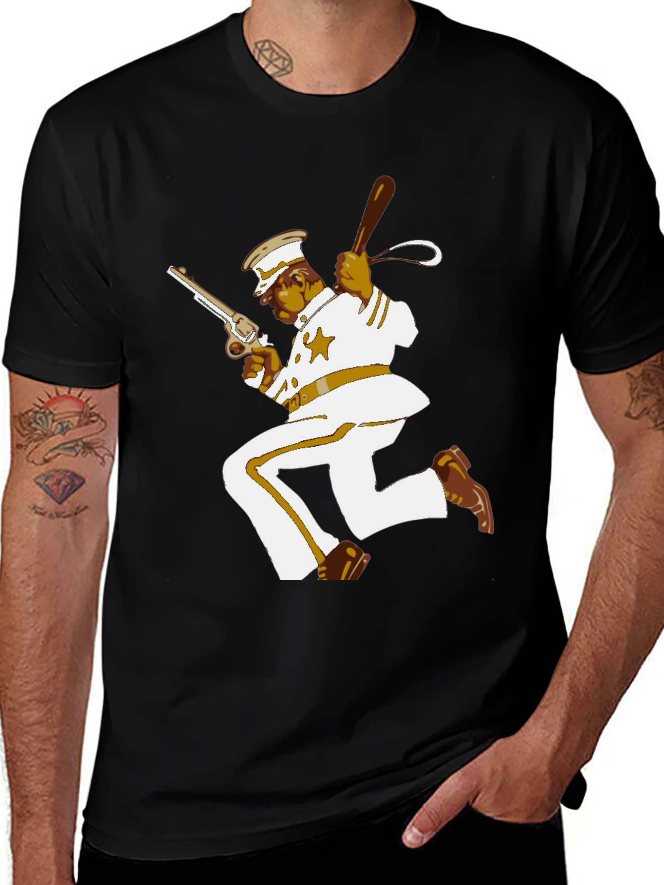 Variant 22 of Retro Cartoon Cop T-Shirt - Classic Black Tee