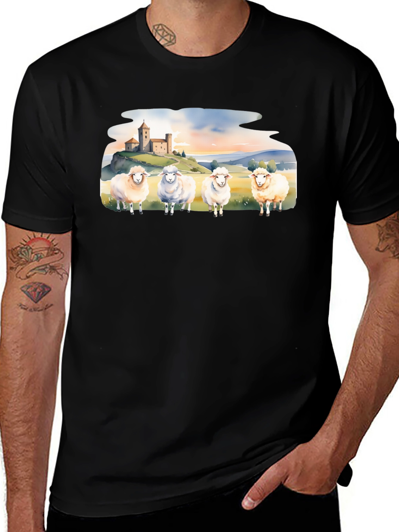 Variant 8 of Sheep & Castle T-Shirt - Unique Graphic Tee