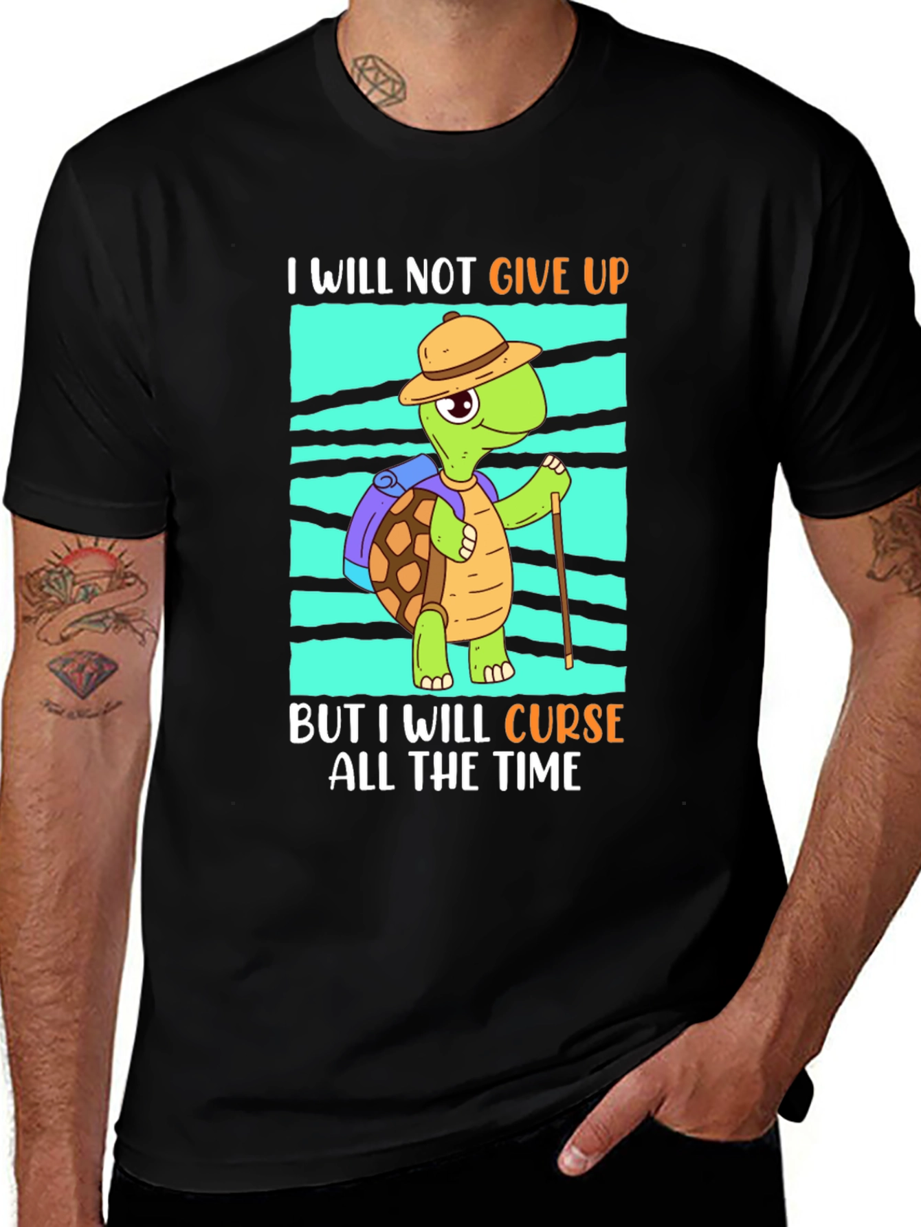 Variant 5 of Funny Turtle Hiking T-Shirt: I Will Curse