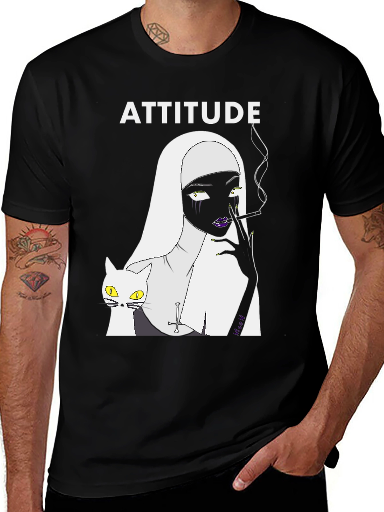 Variant 29 of Attitude Nun Cat T-Shirt - Unique Graphic Tee