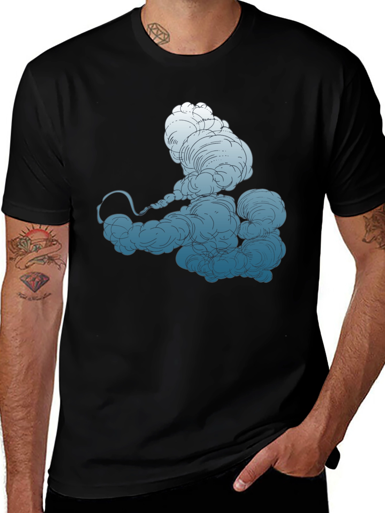 Variant 27 of Smokey Cloud Graphic Tee - Cool Black T-Shirt