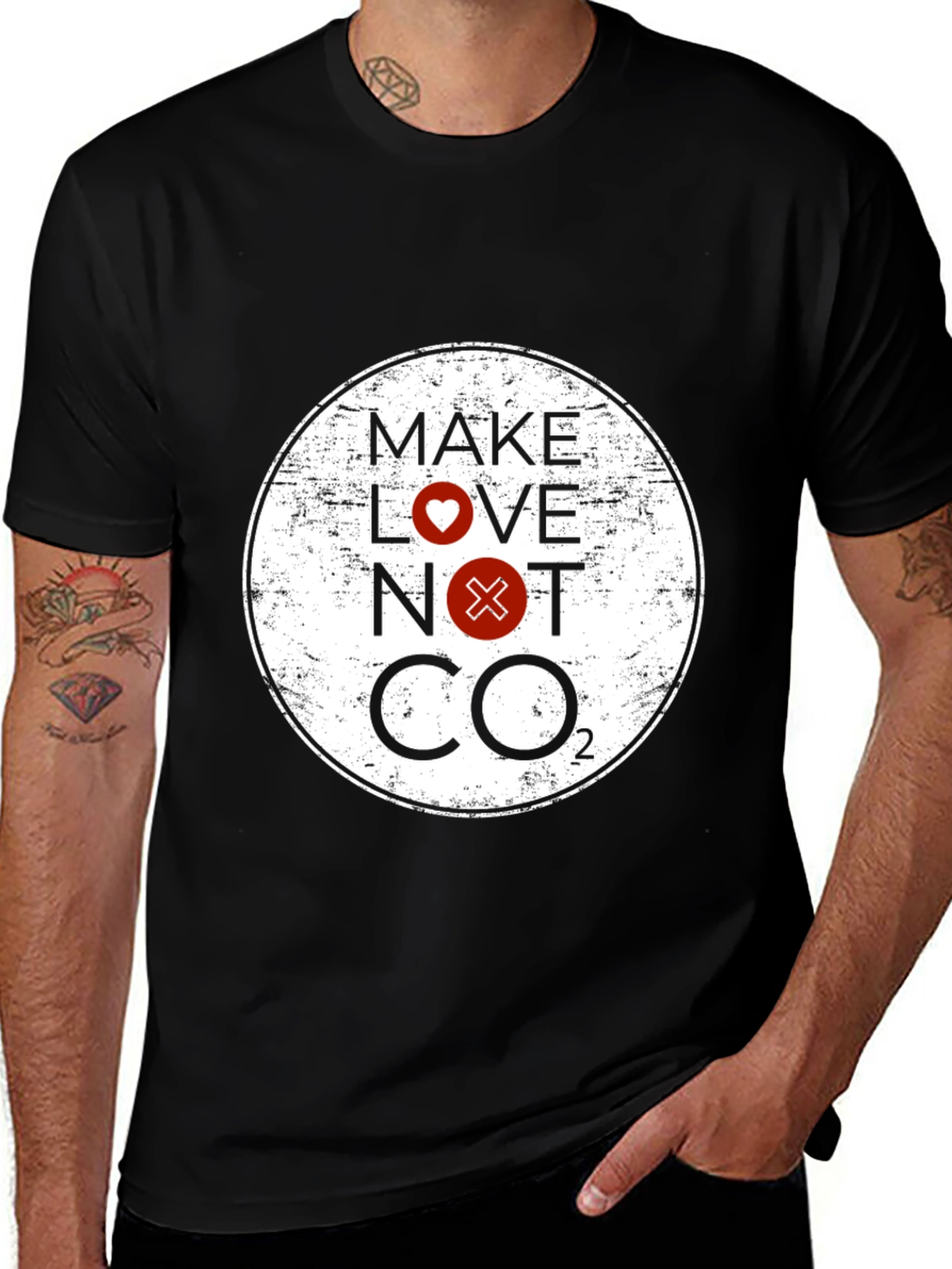 Variant 19 of Make Love Not CO2 Graphic Tee - Black