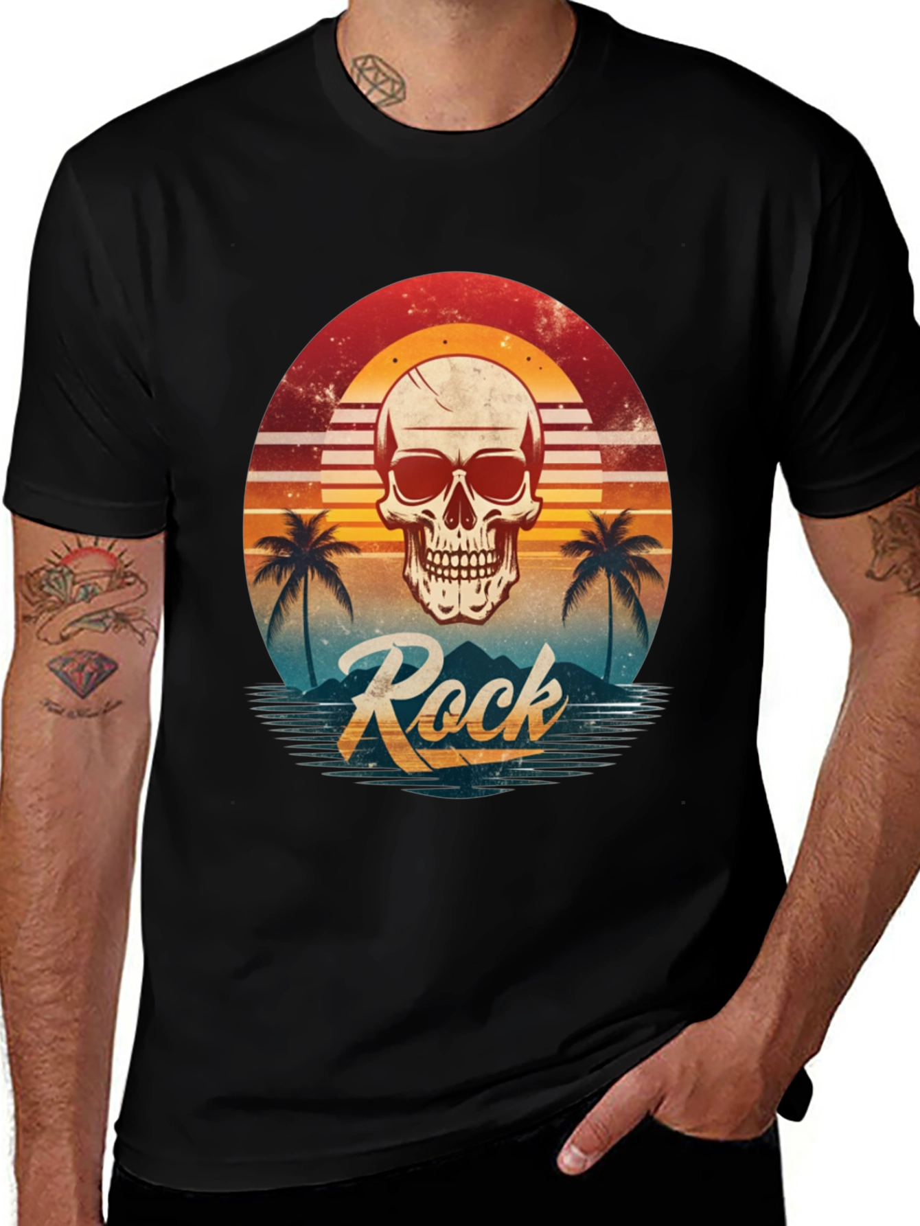 Variant 20 of Skull Rock Retro Graphic T-Shirt