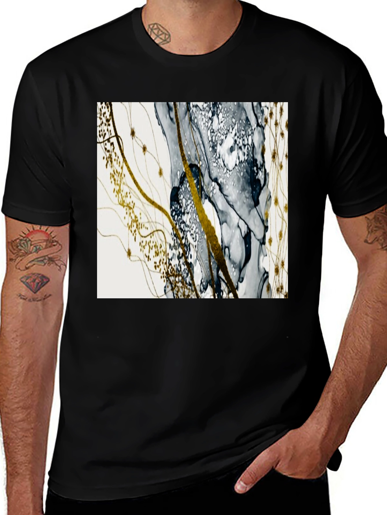 Variant 20 of Abstract Art Tee: Modern Ink Wash Design