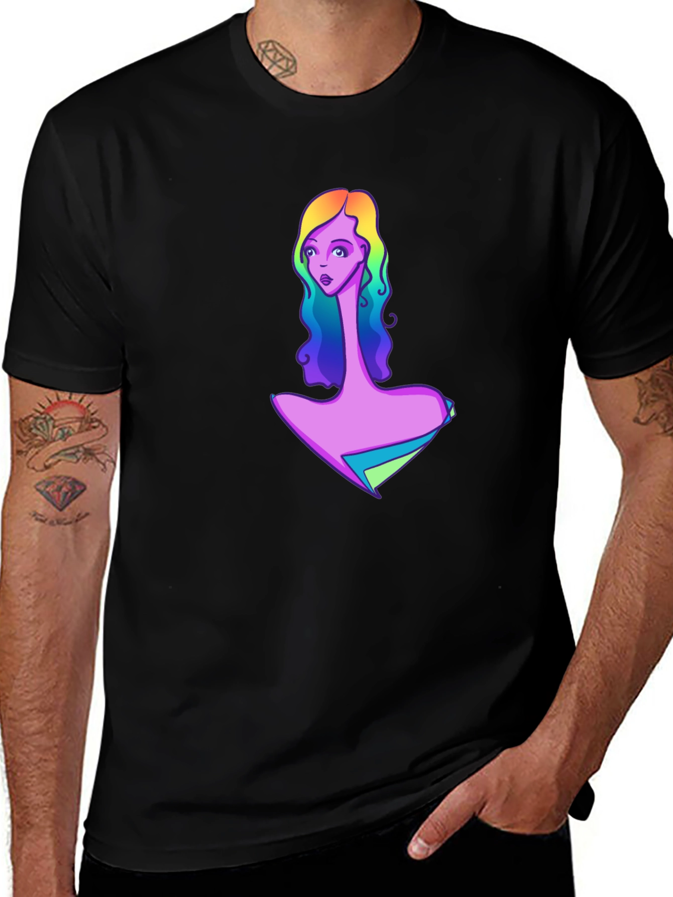 Variant 20 of Rainbow Girl Graphic Black T-Shirt