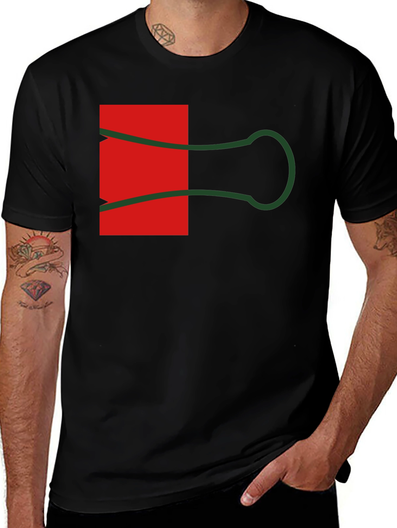 Variant 5 of Abstract Paper Clip Graphic Tee - Black