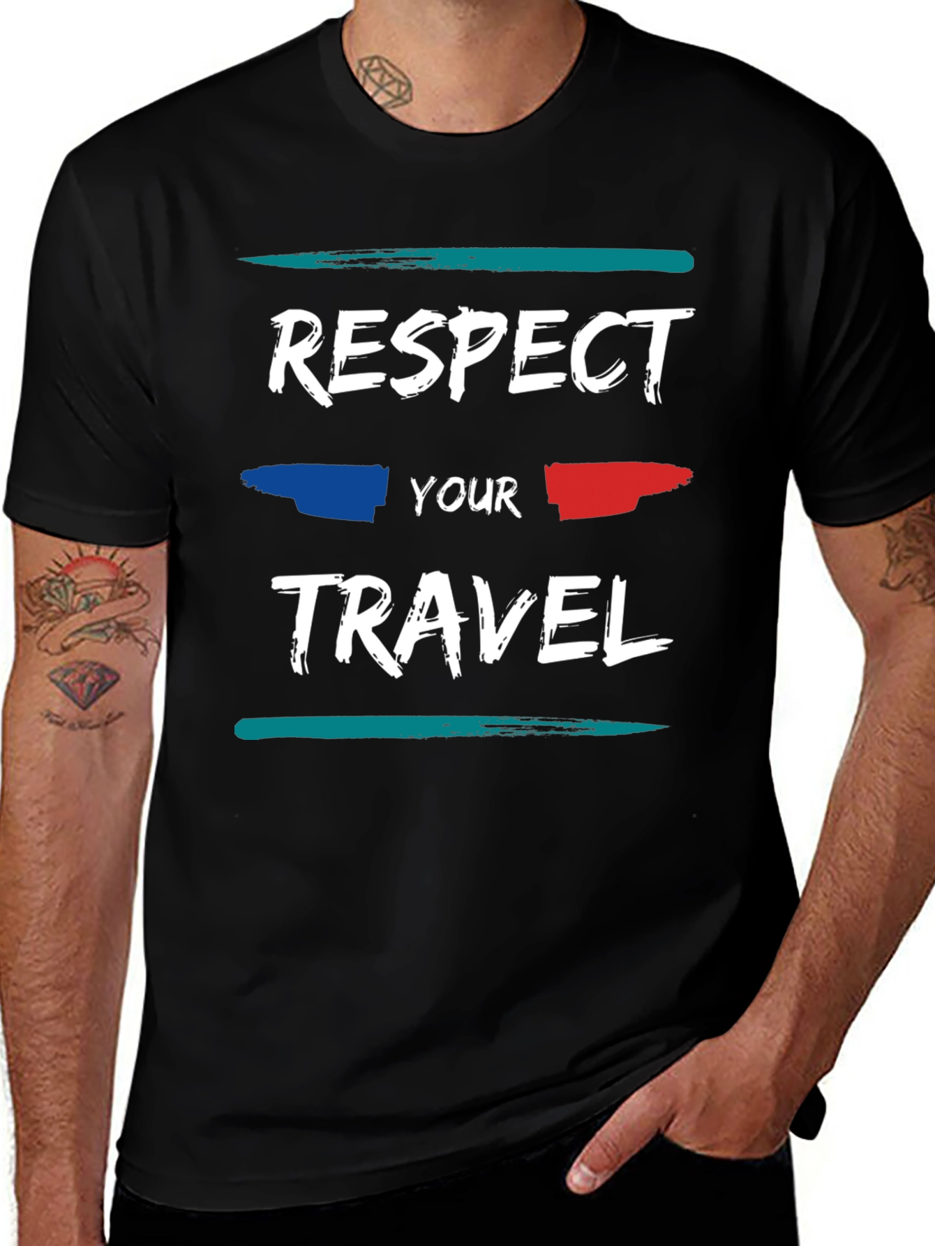 Variant 23 of Respect Your Travel Black Crewneck T-Shirt