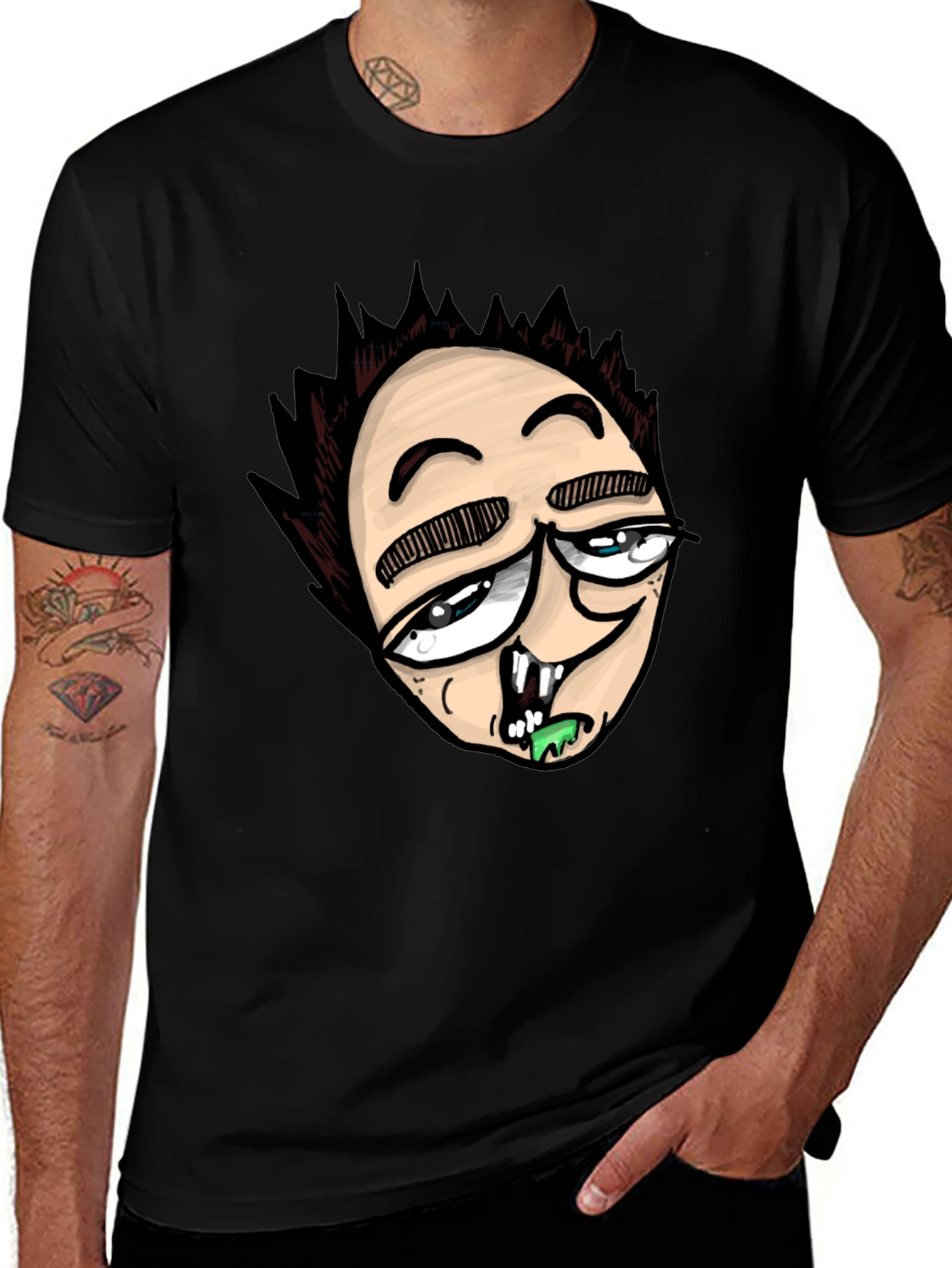 Variant 27 of Cartoon Character Graphic Print Black T-Shirt