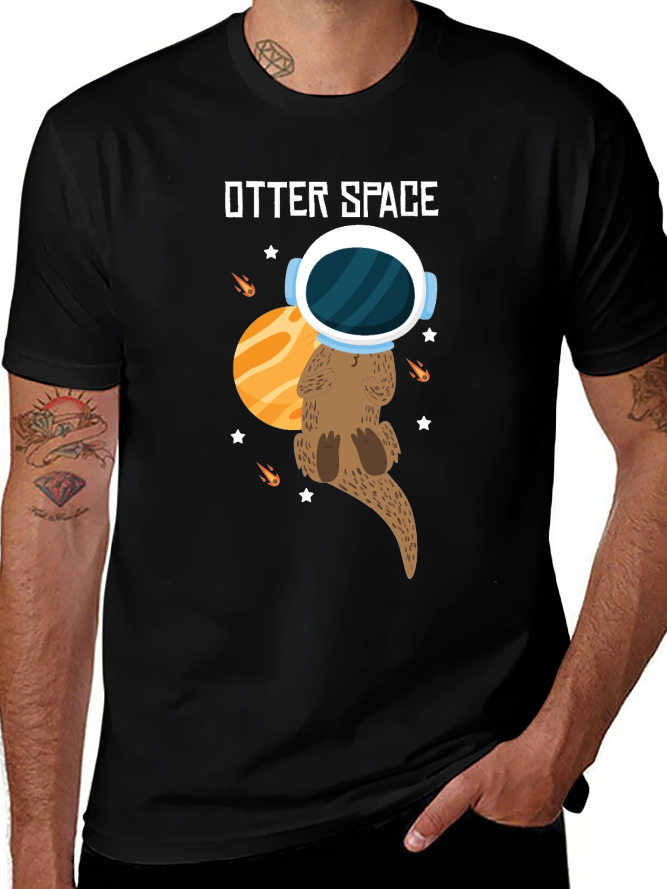 Otter Space Graphic T-Shirt - Cute Astronaut Otter Design