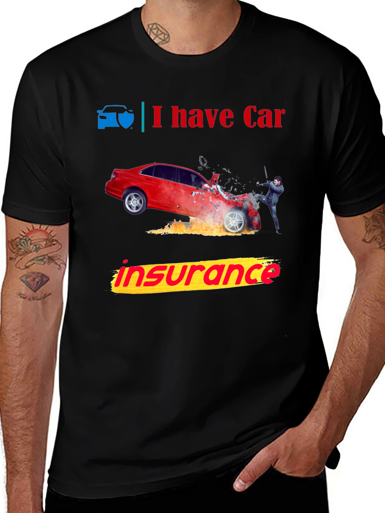 Variant 27 of Car Insurance Graphic Tee - Funny Car Accident Design