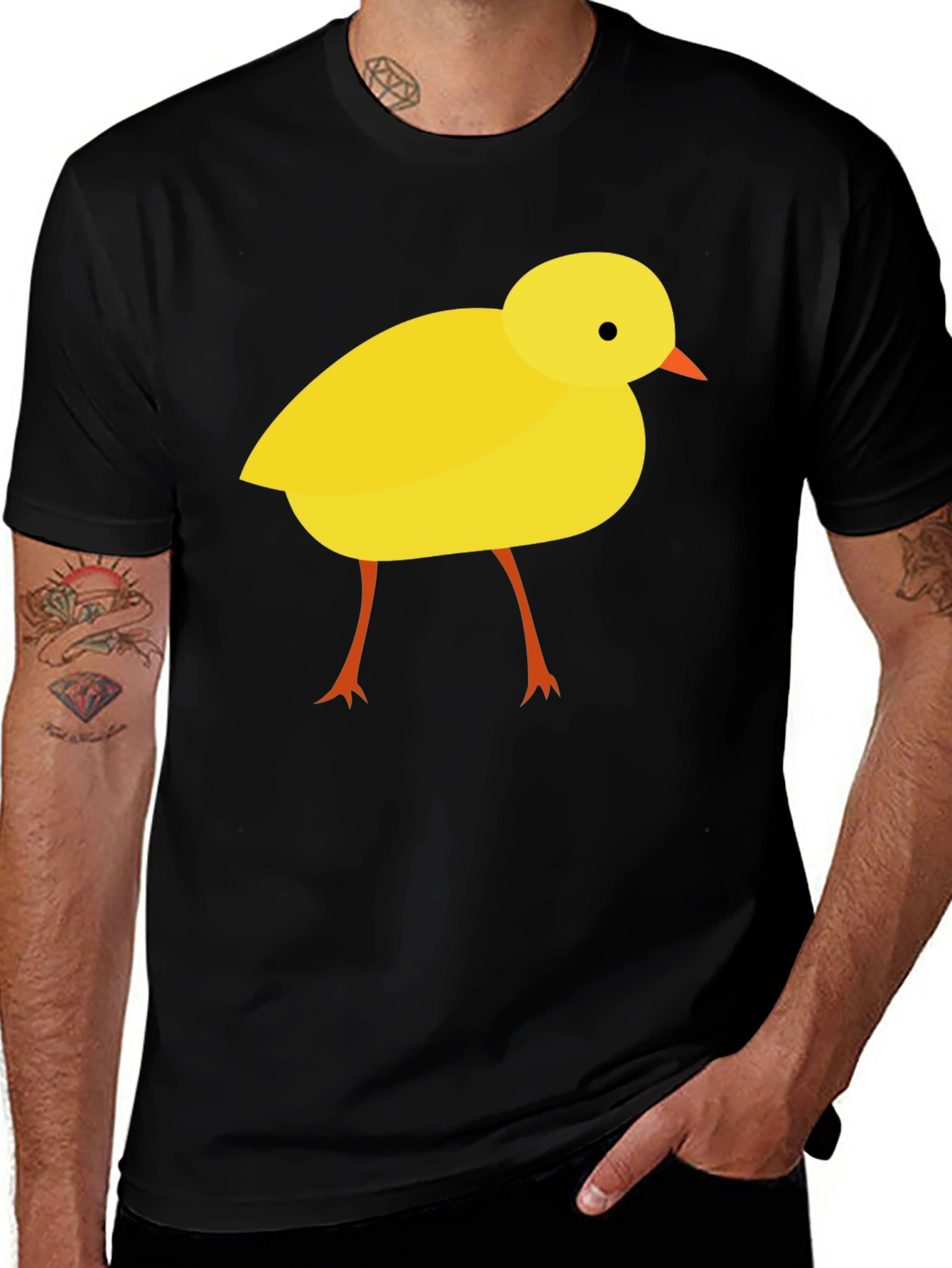 Variant 9 of Funny Chick Graphic T-Shirt, Black Cotton Tee