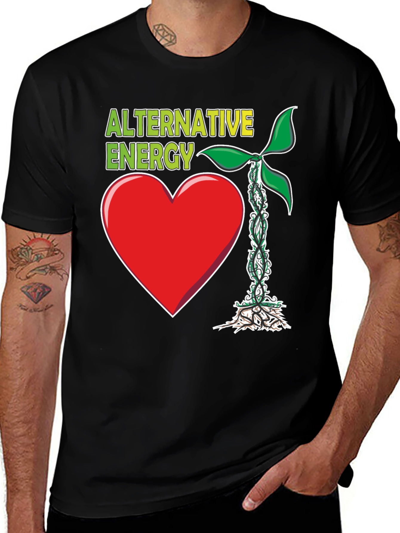 Alternative Energy T-Shirt Heart Plant Design
