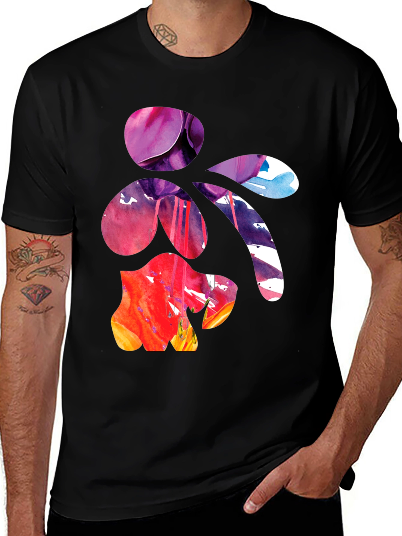 Variant 26 of Abstract Floral Art Men's Black T-Shirt
