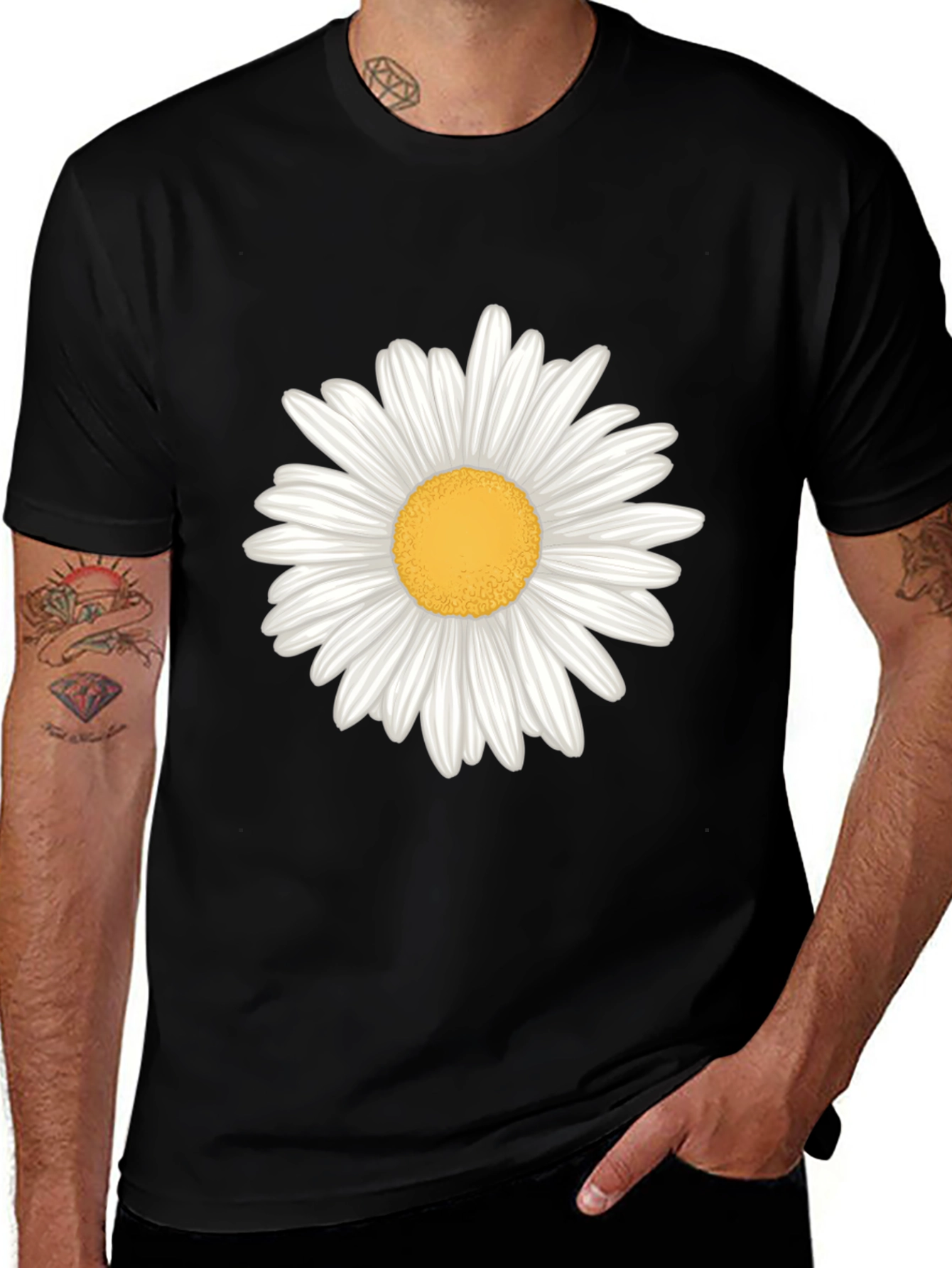 Variant 4 of Daisy Graphic Tee - Black Cotton Blend