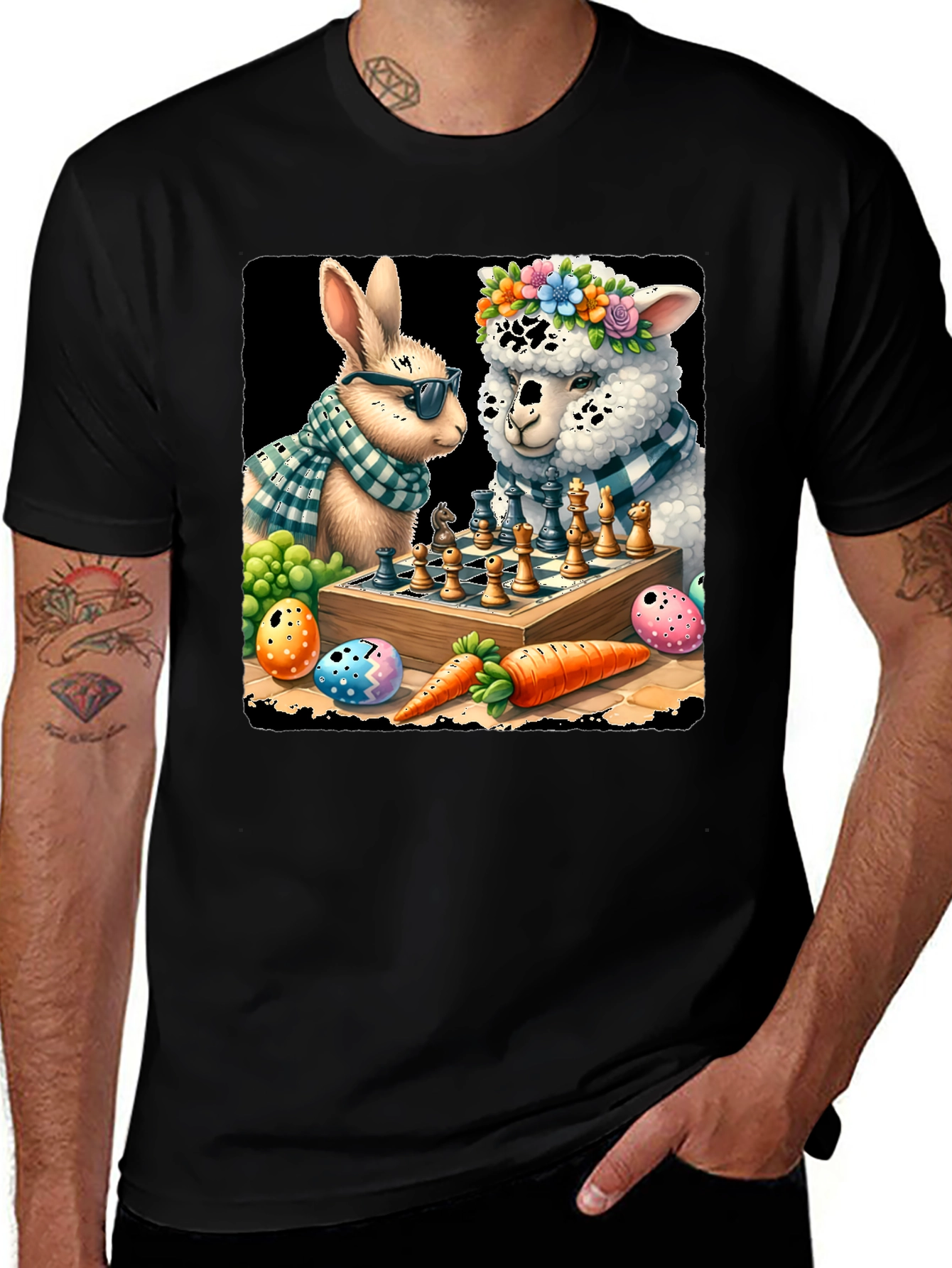 Easter Bunny & Alpaca Chess T-Shirt