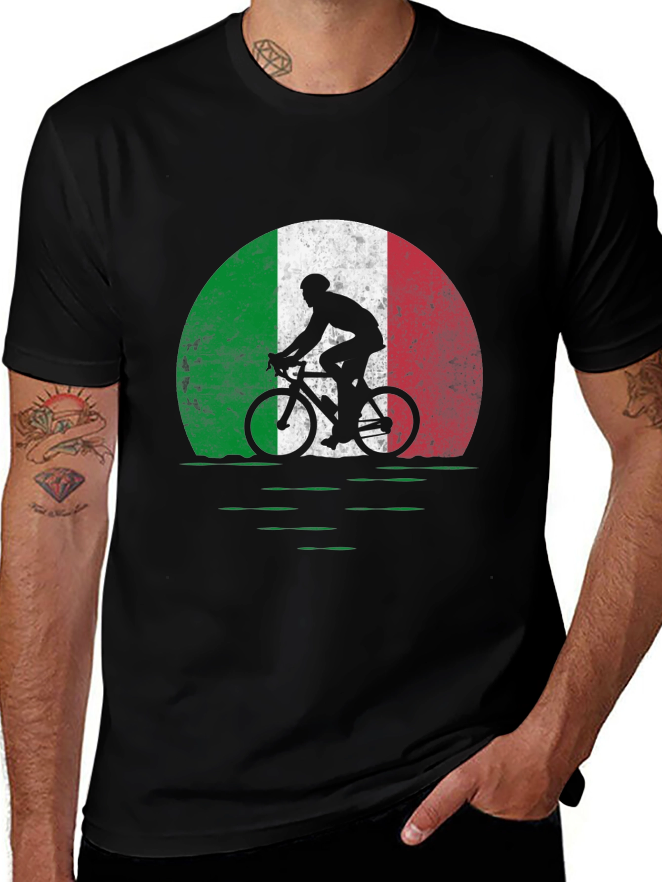 Variant 20 of Italian Cycling T-Shirt: Italian Flag Bike Design