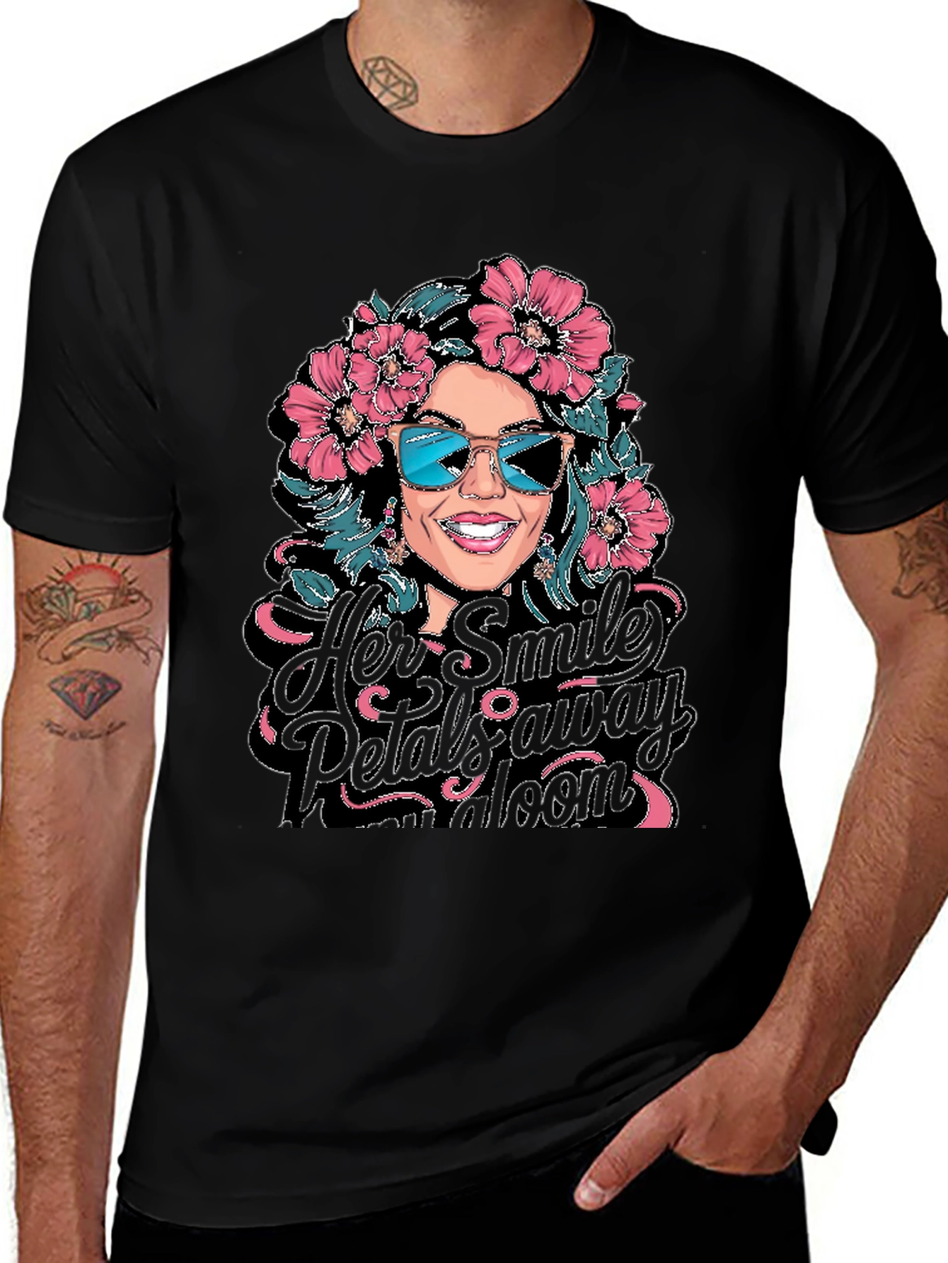 Variant 15 of Floral Graphic Tee: Her Smile Petals Away