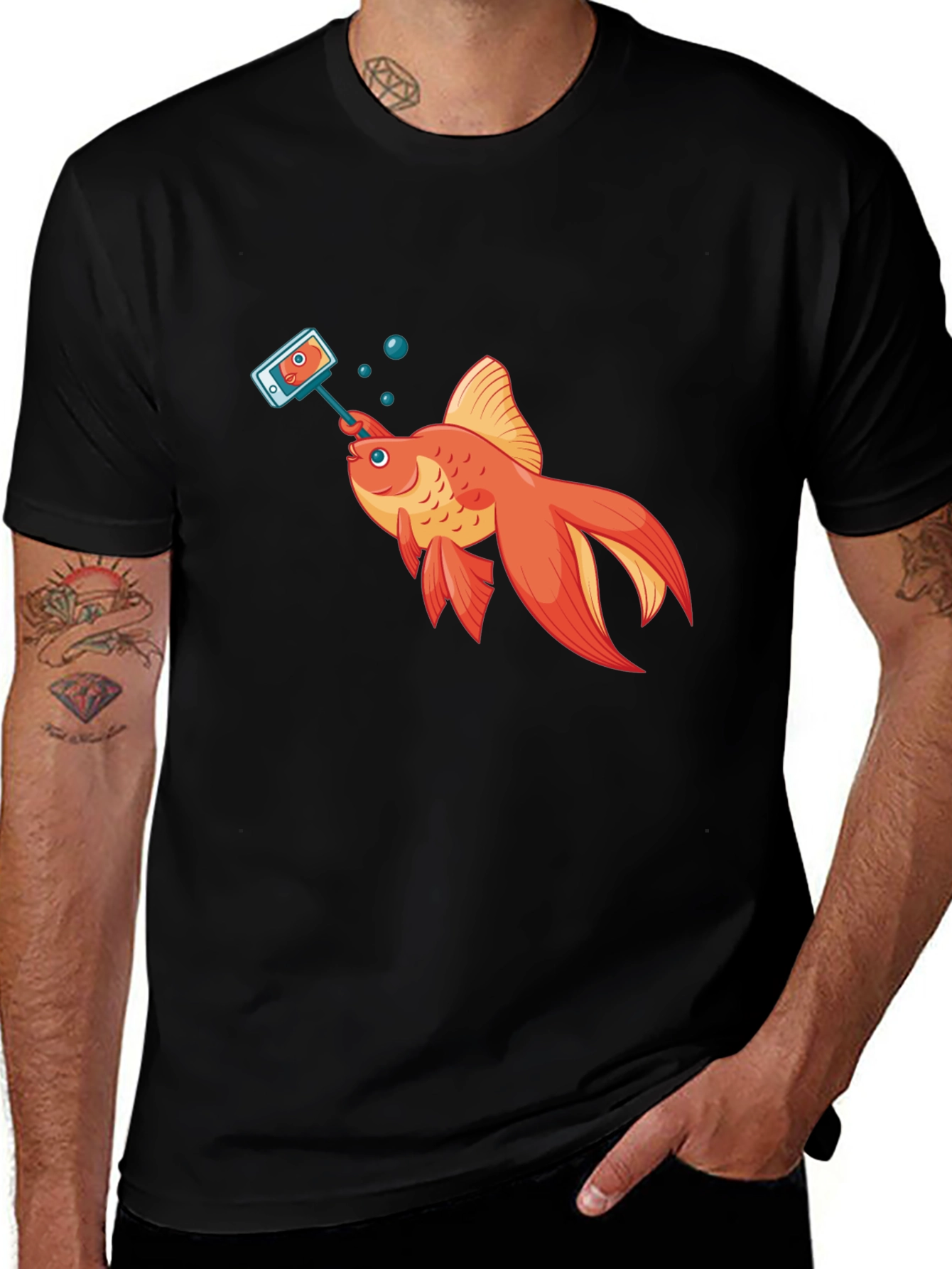 Variant 22 of Funny Goldfish Selfie T-Shirt - Unique Graphic Tee
